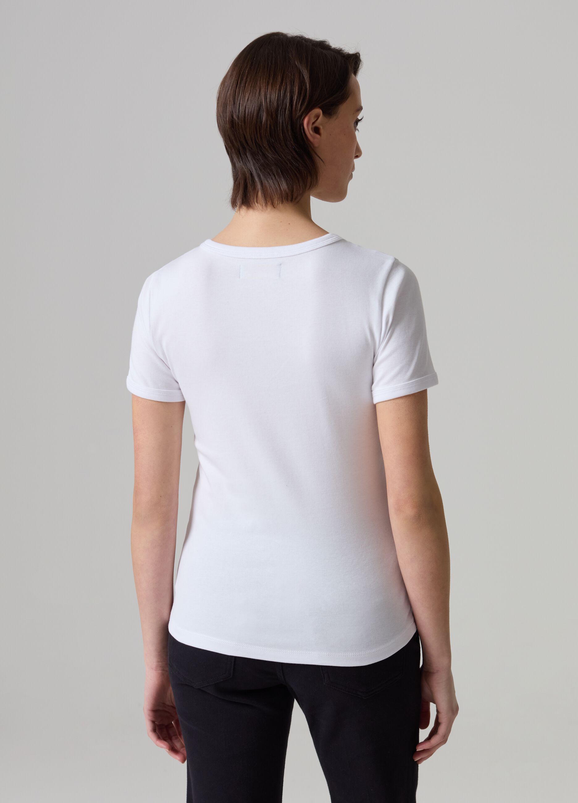 Stretch cotton T-shirt with crew-neck_2