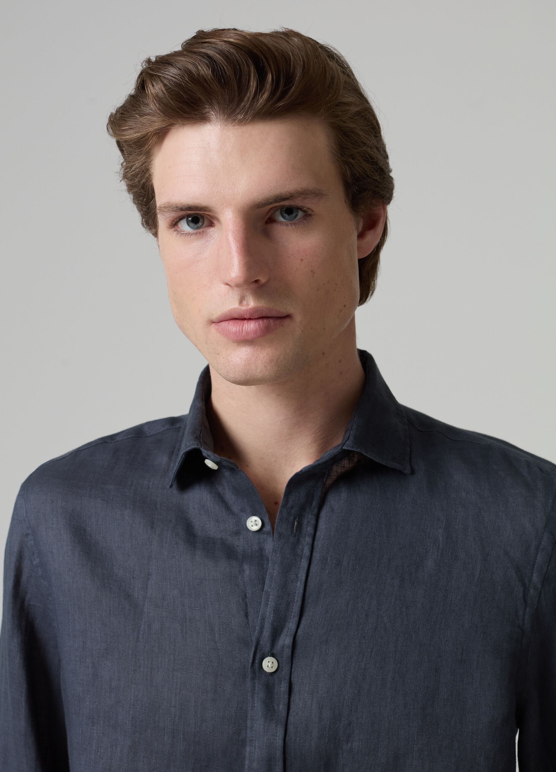 Camisa de lino color liso_1