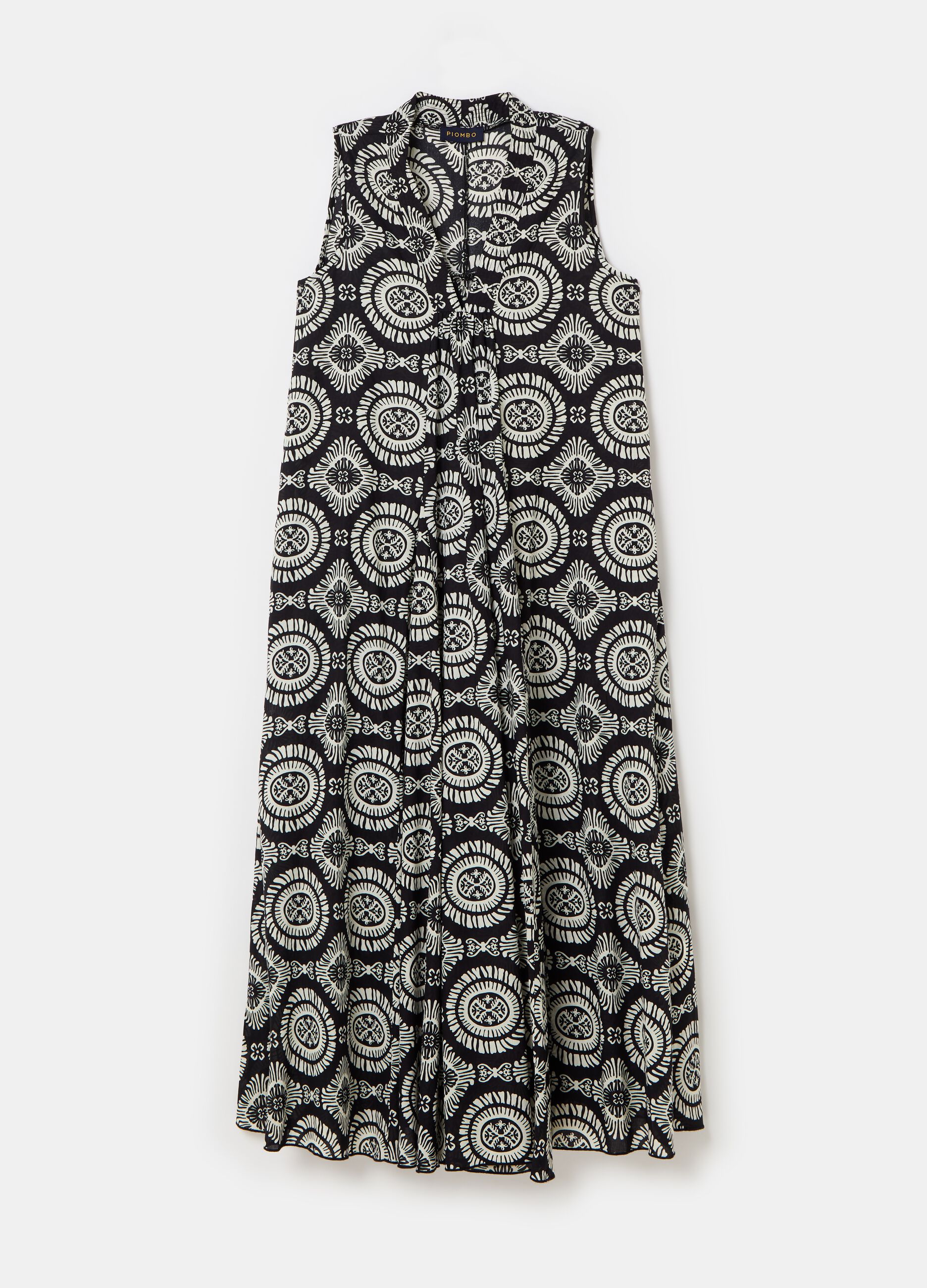 Vestido midi estampado con escote de pico_3