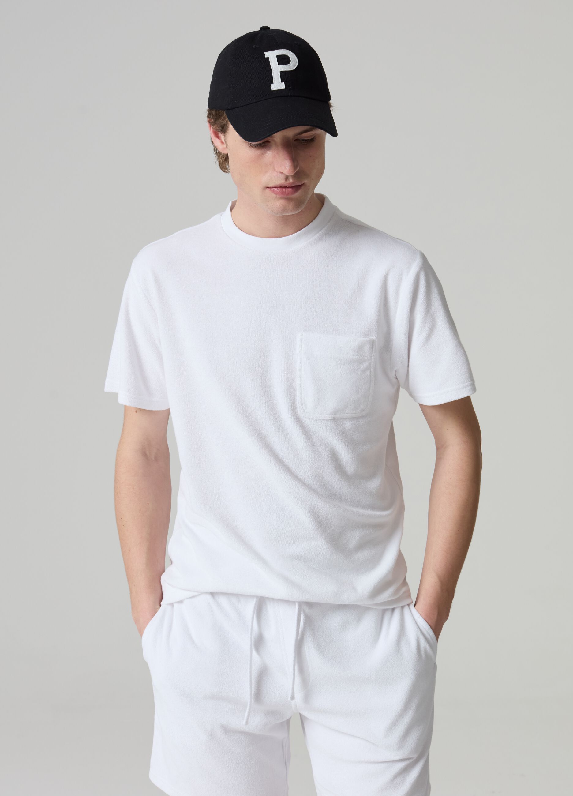 Reverse French terry T-shirt with pocket_0