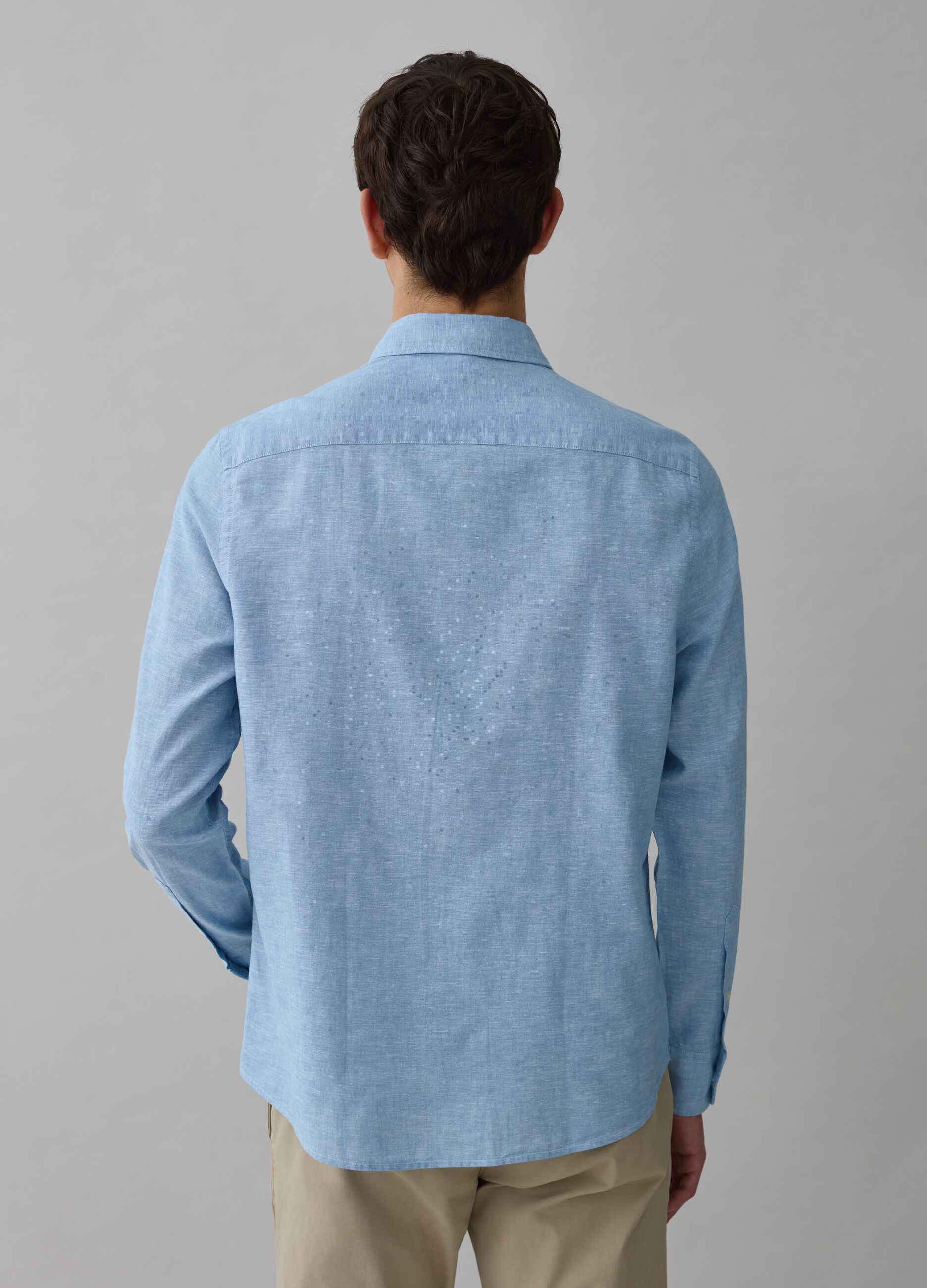 Camisa de lino y algodón chambray_2