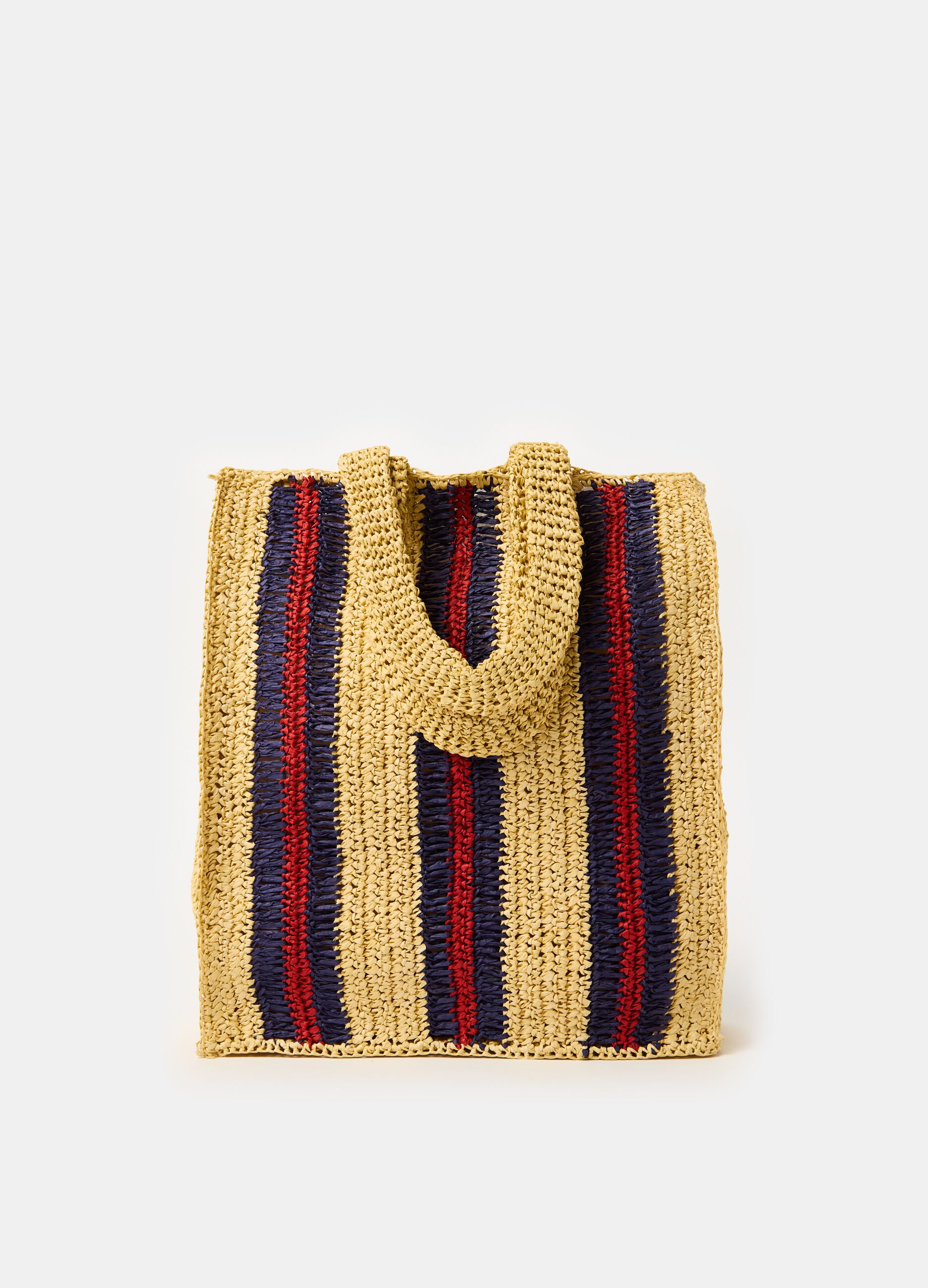 Tote bag in striped raffia