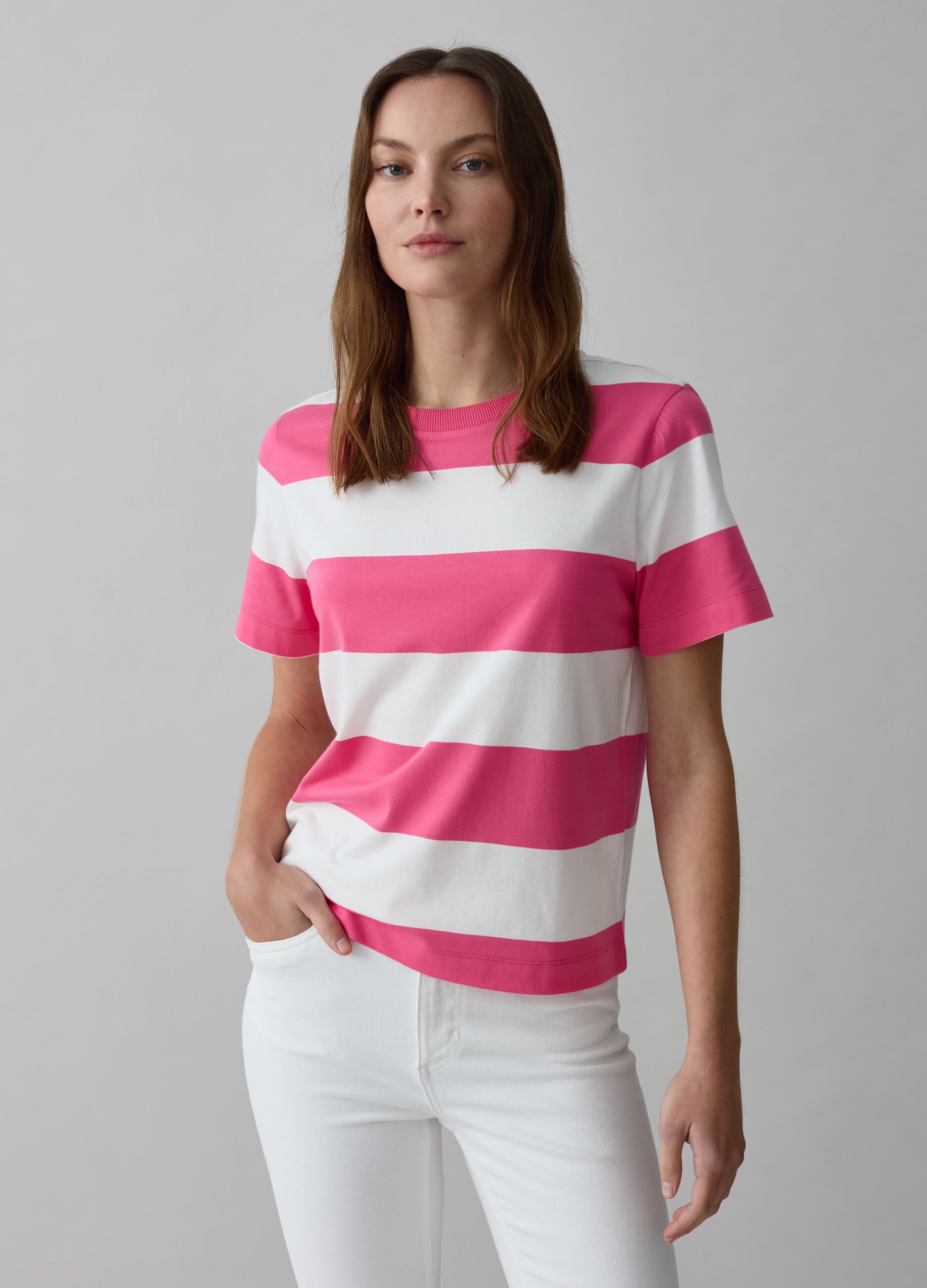 Camiseta de algodón de rayas_0