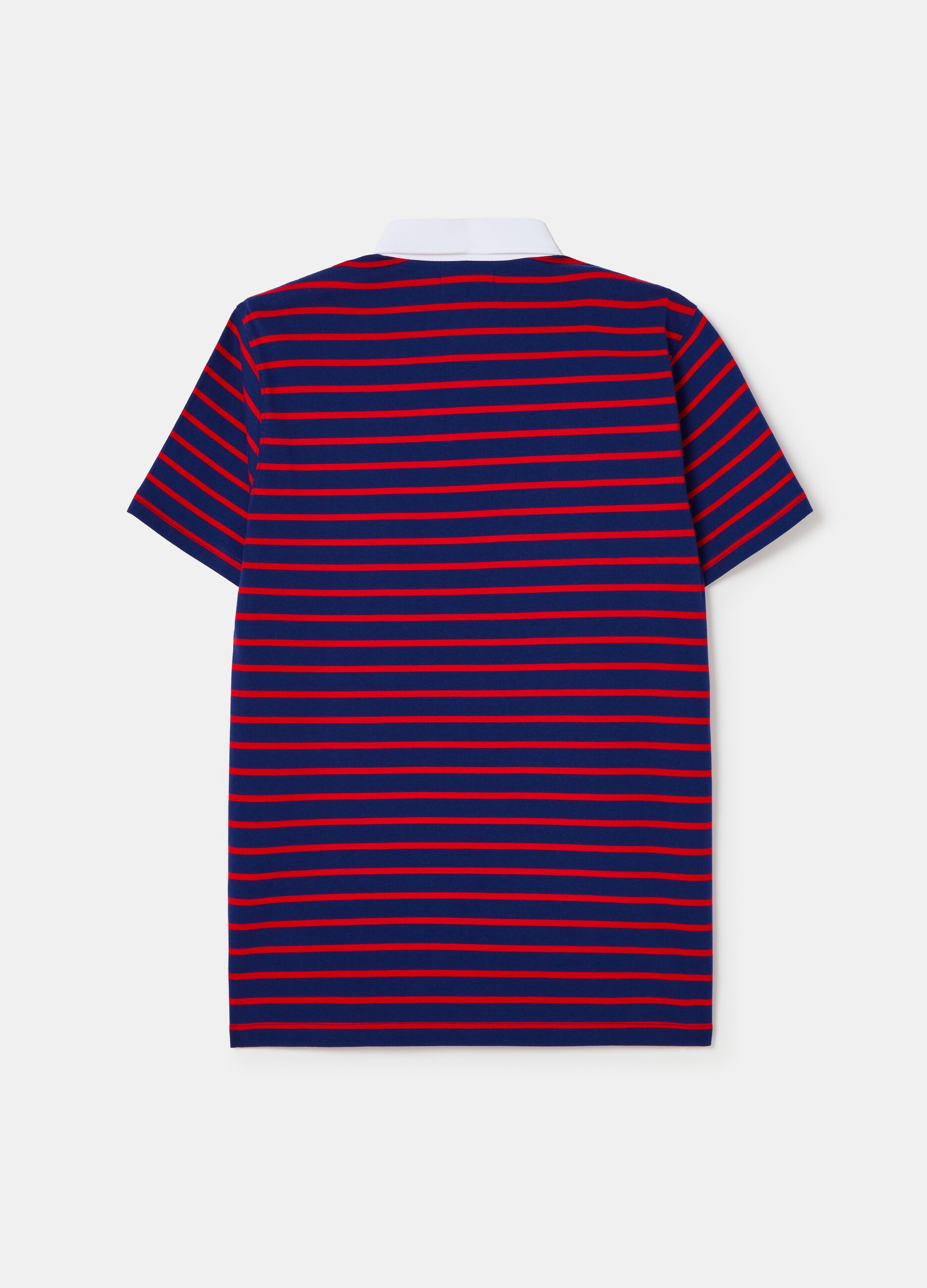 Polo de rayas con cuello en contraste