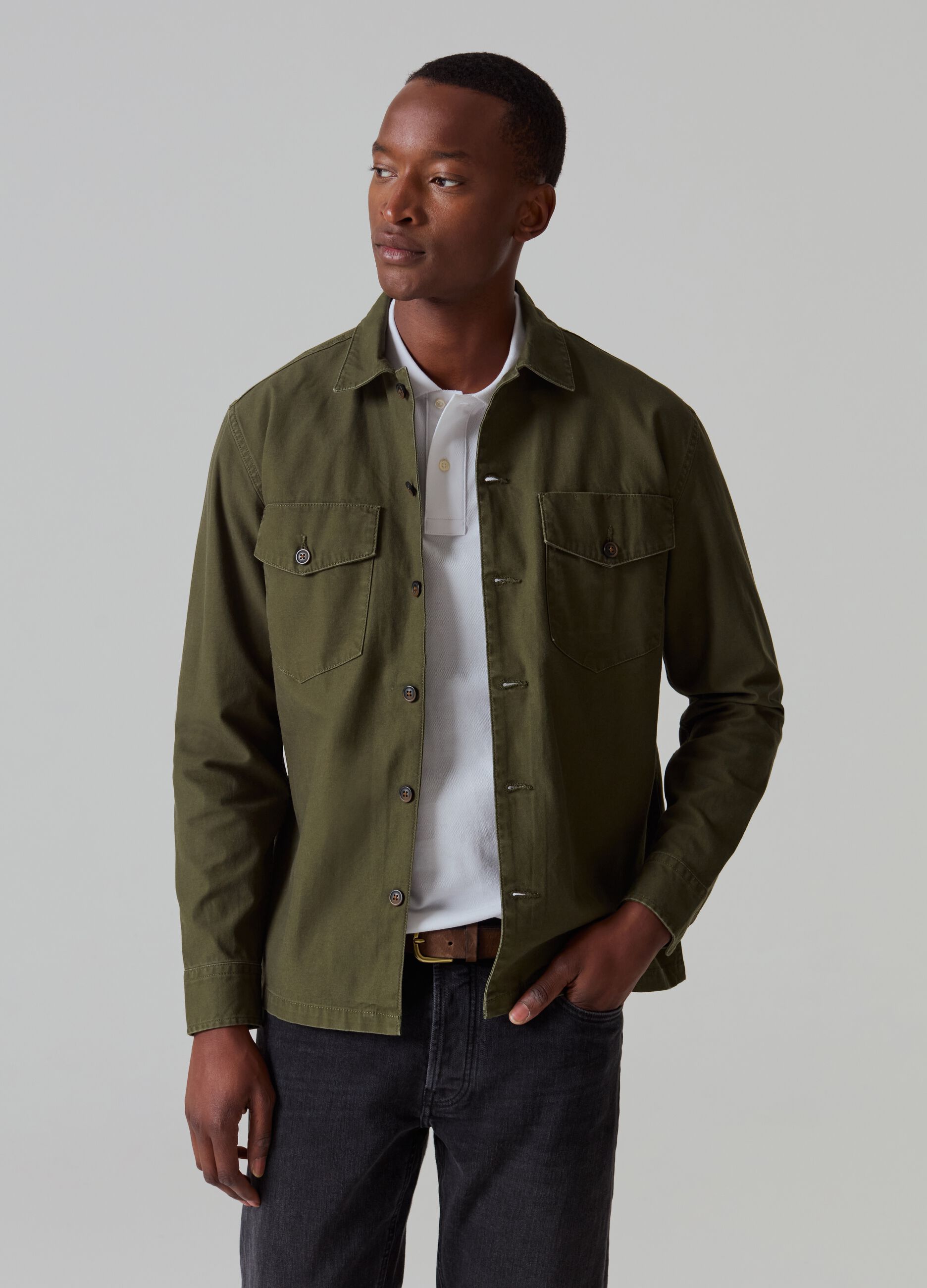 Cotton shacket with pockets