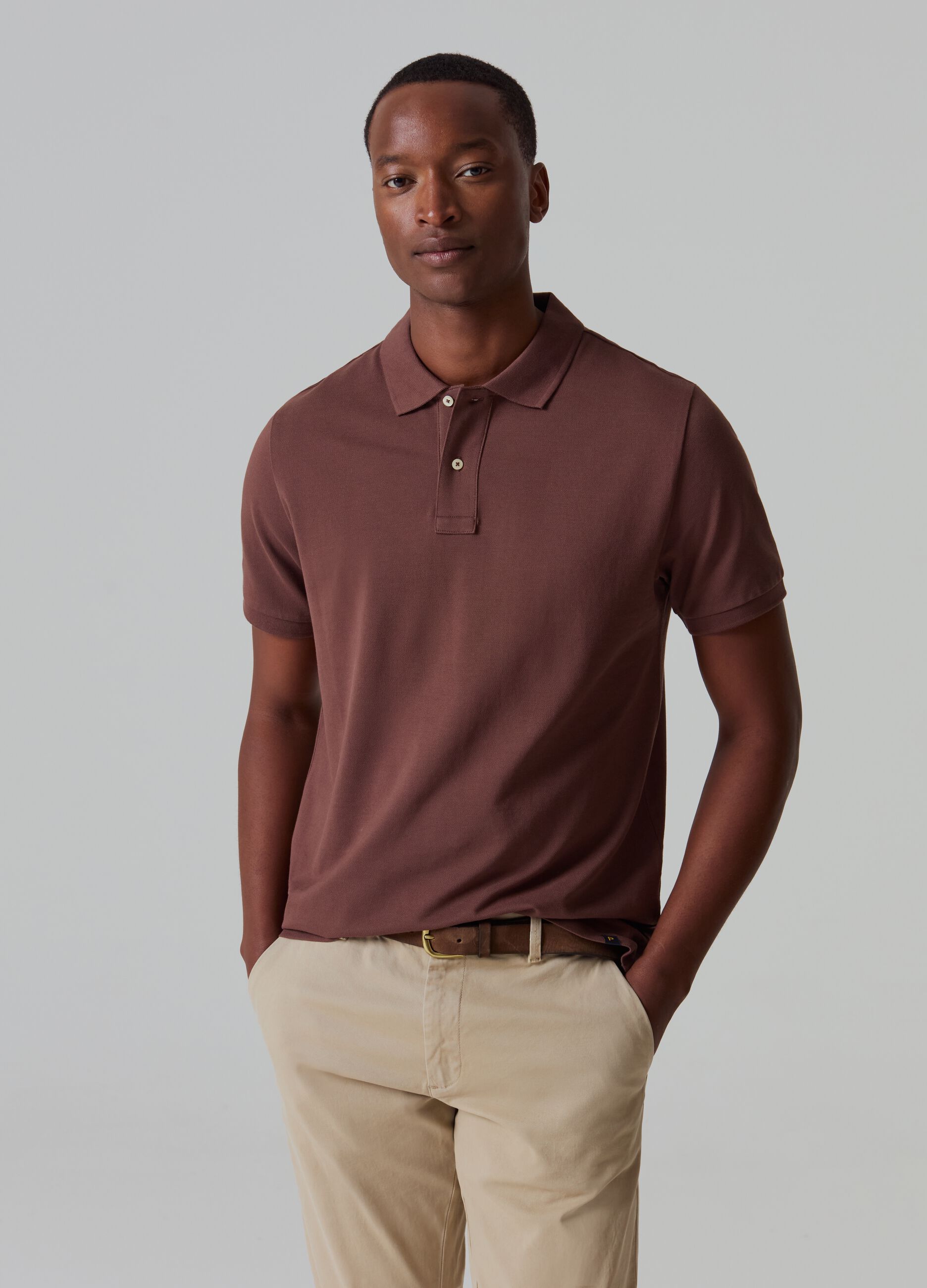 Man s Supima cotton piquet polo shirt PIOMBO