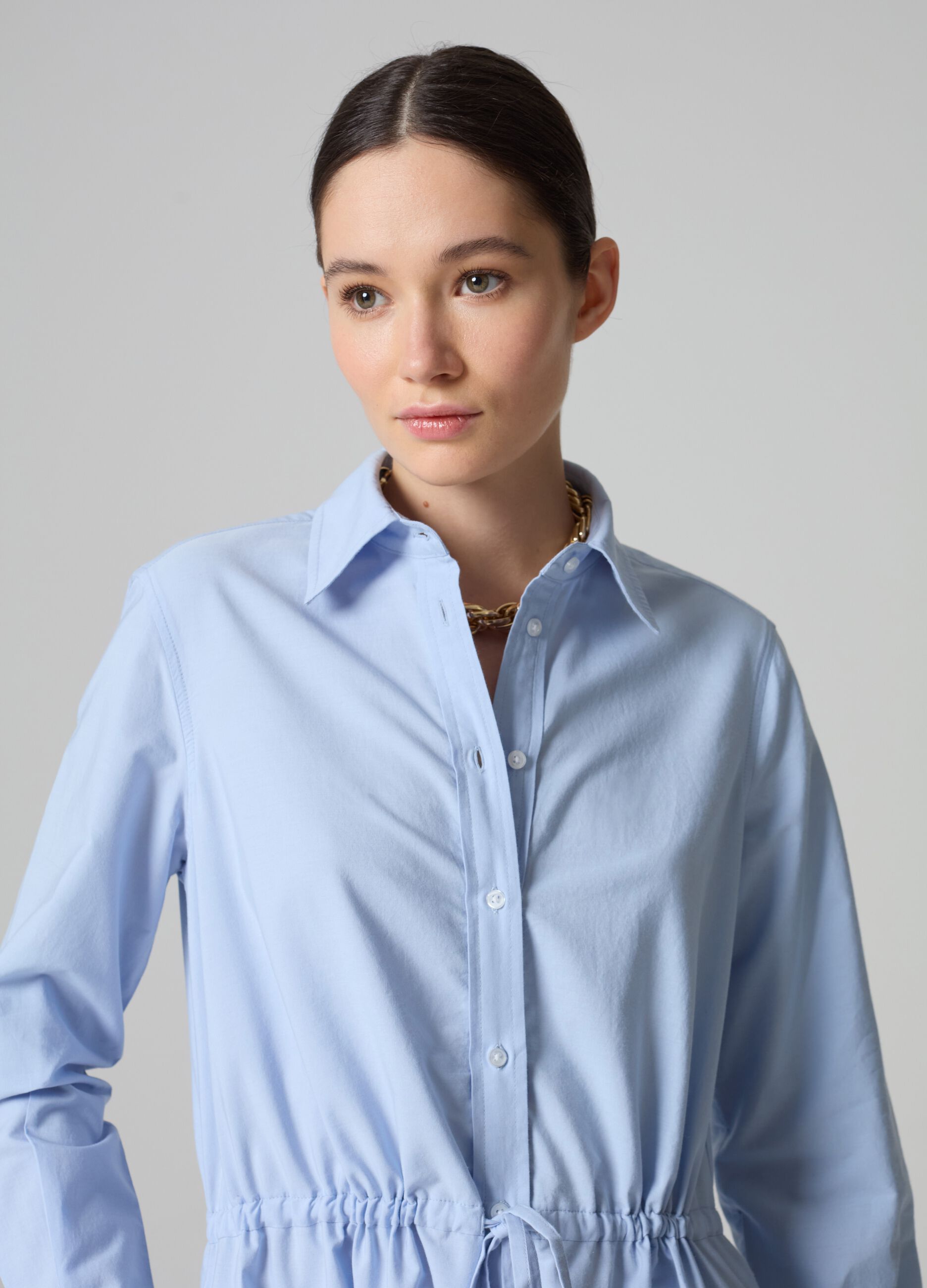 Vestido camisero largo bajo de bordado inglés_1