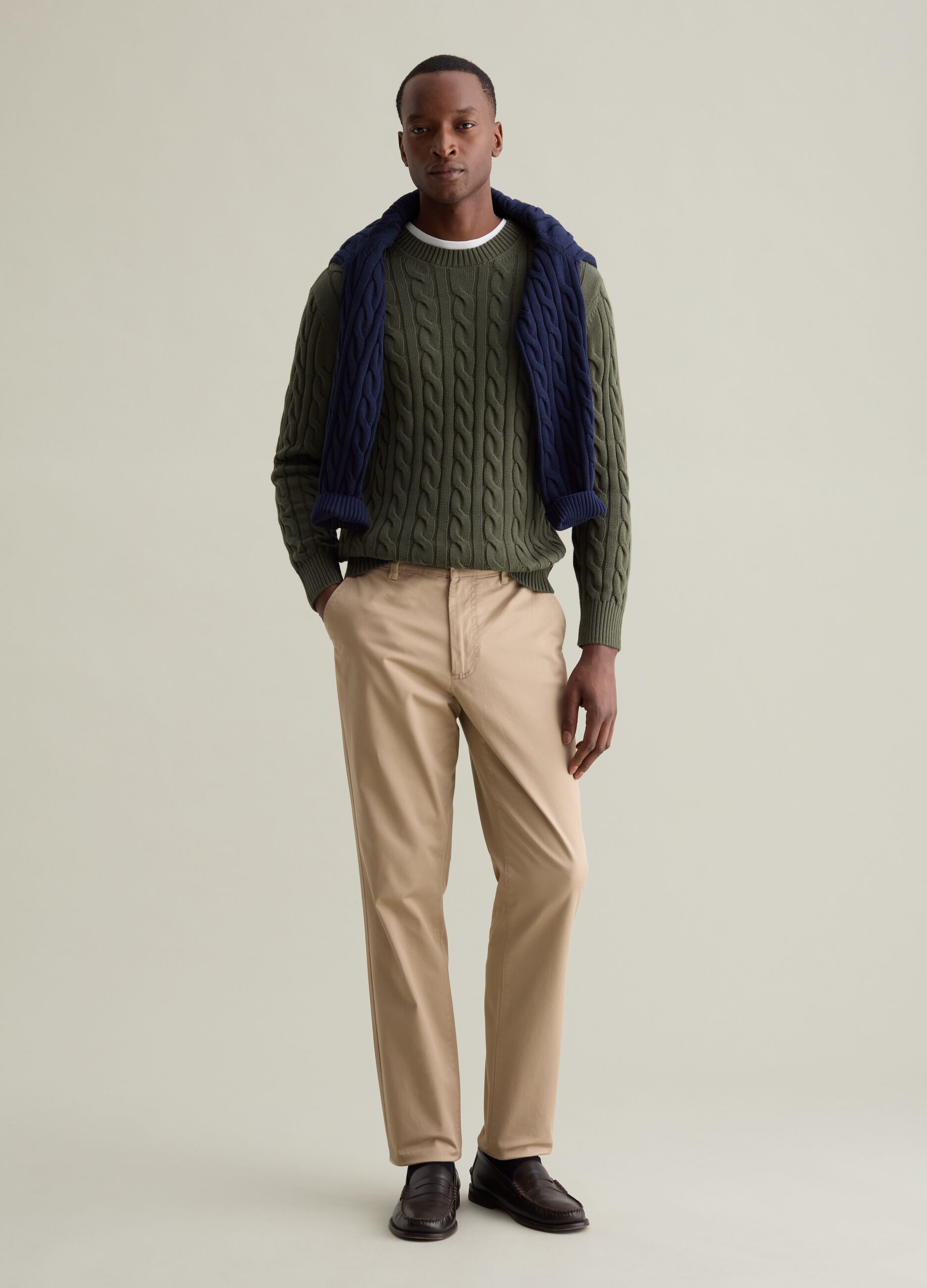 Pullover with cable-knit design