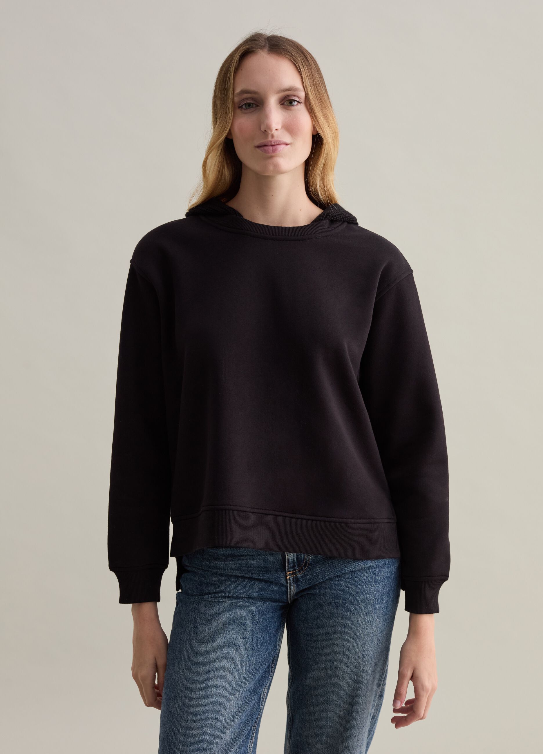 Womens oversized black sweatshirt sale