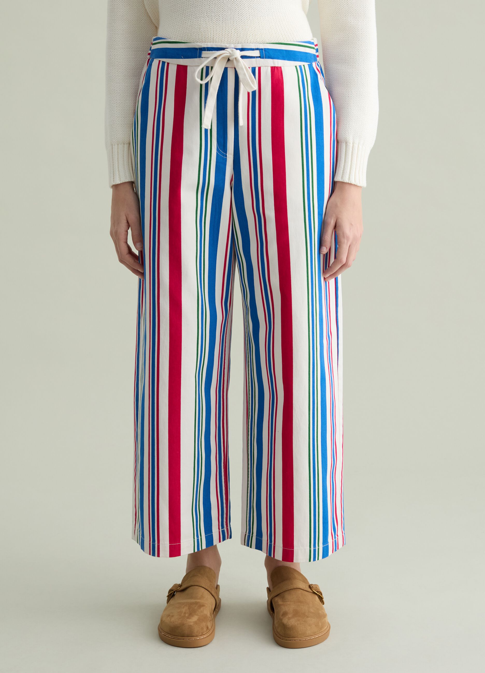 Wide-leg trousers with multicoloured stripes