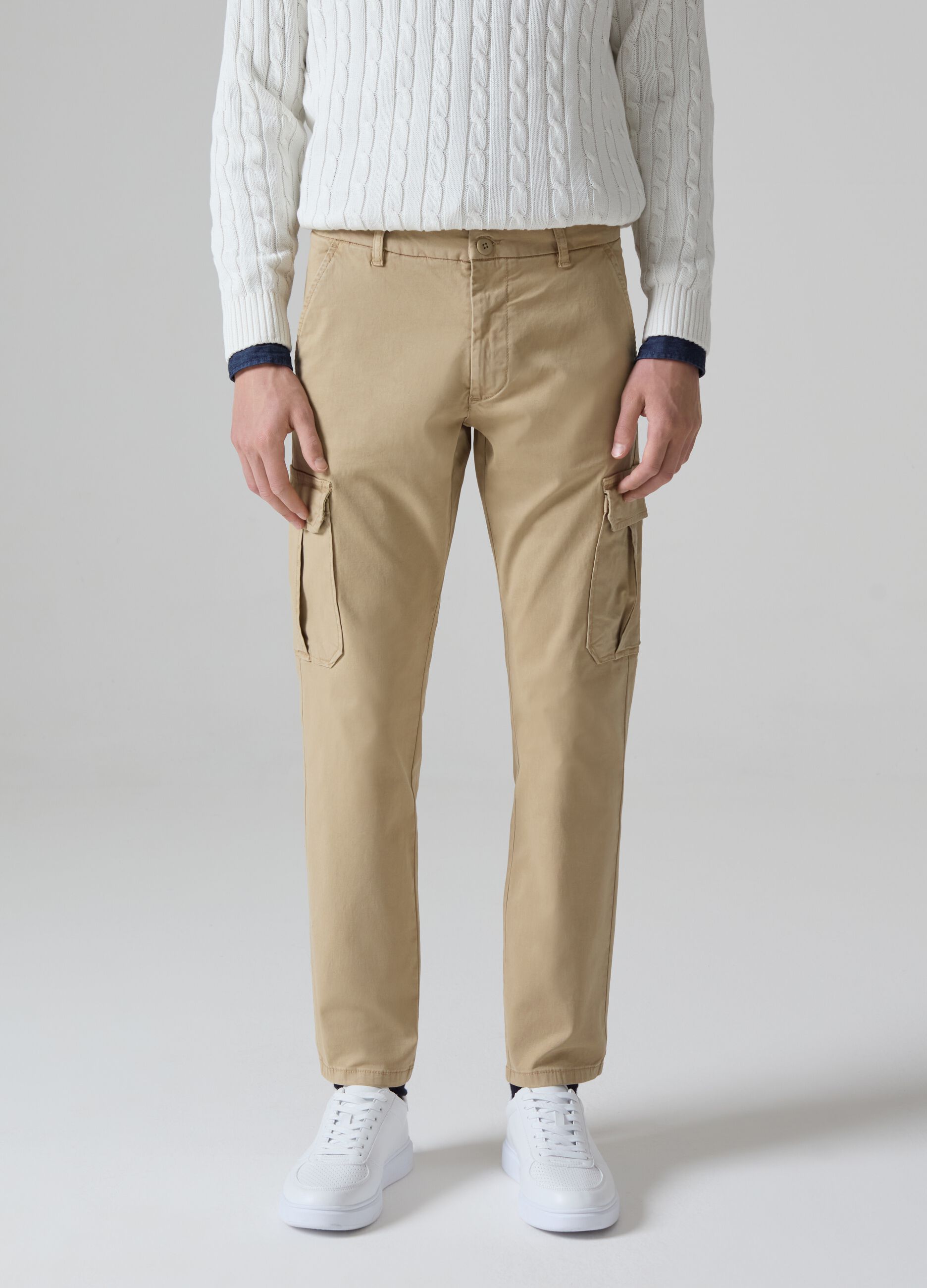 Stretch cotton cargo-cut chino trousers_1