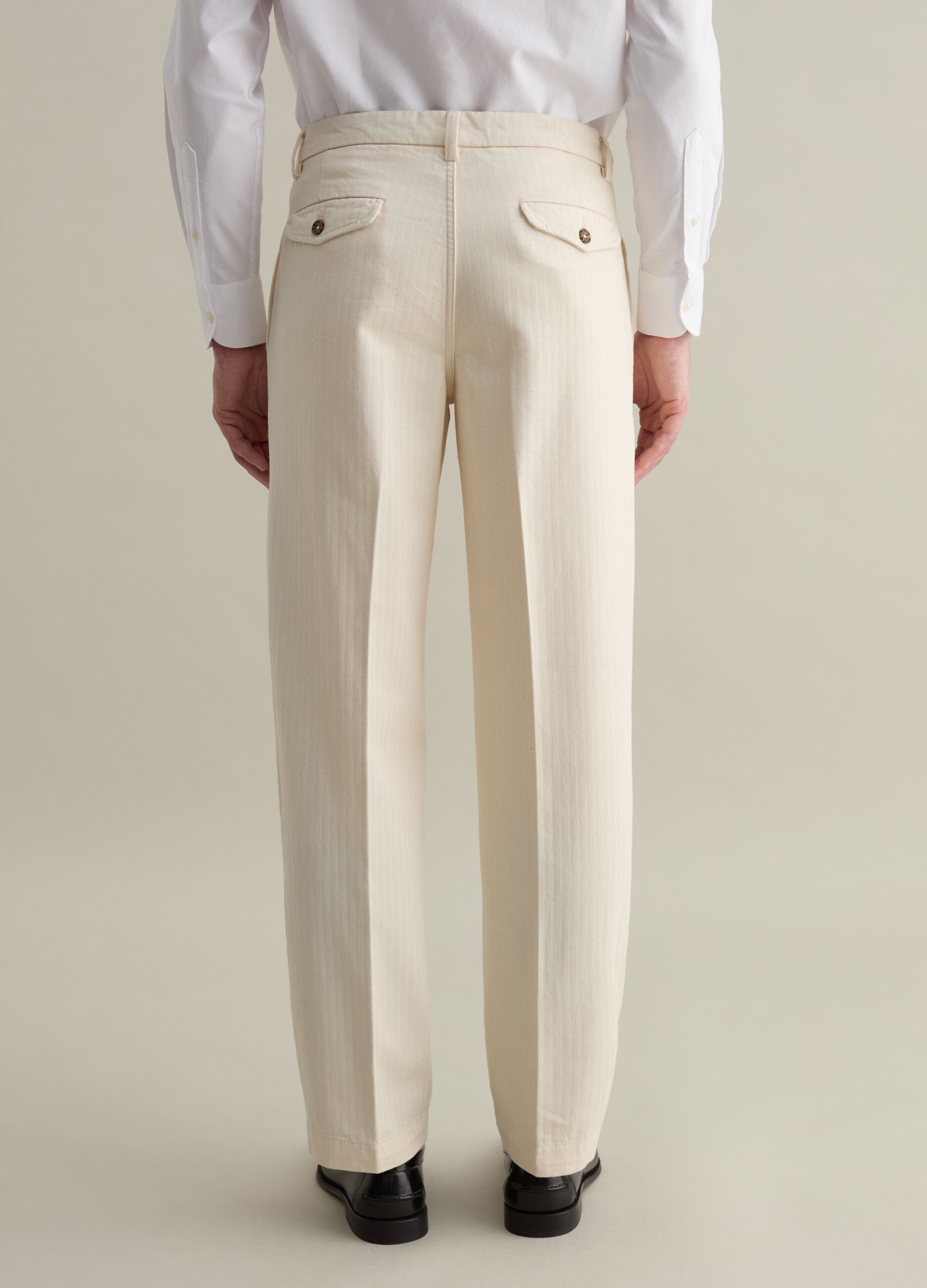 Pinstriped chino trousers with darts_2