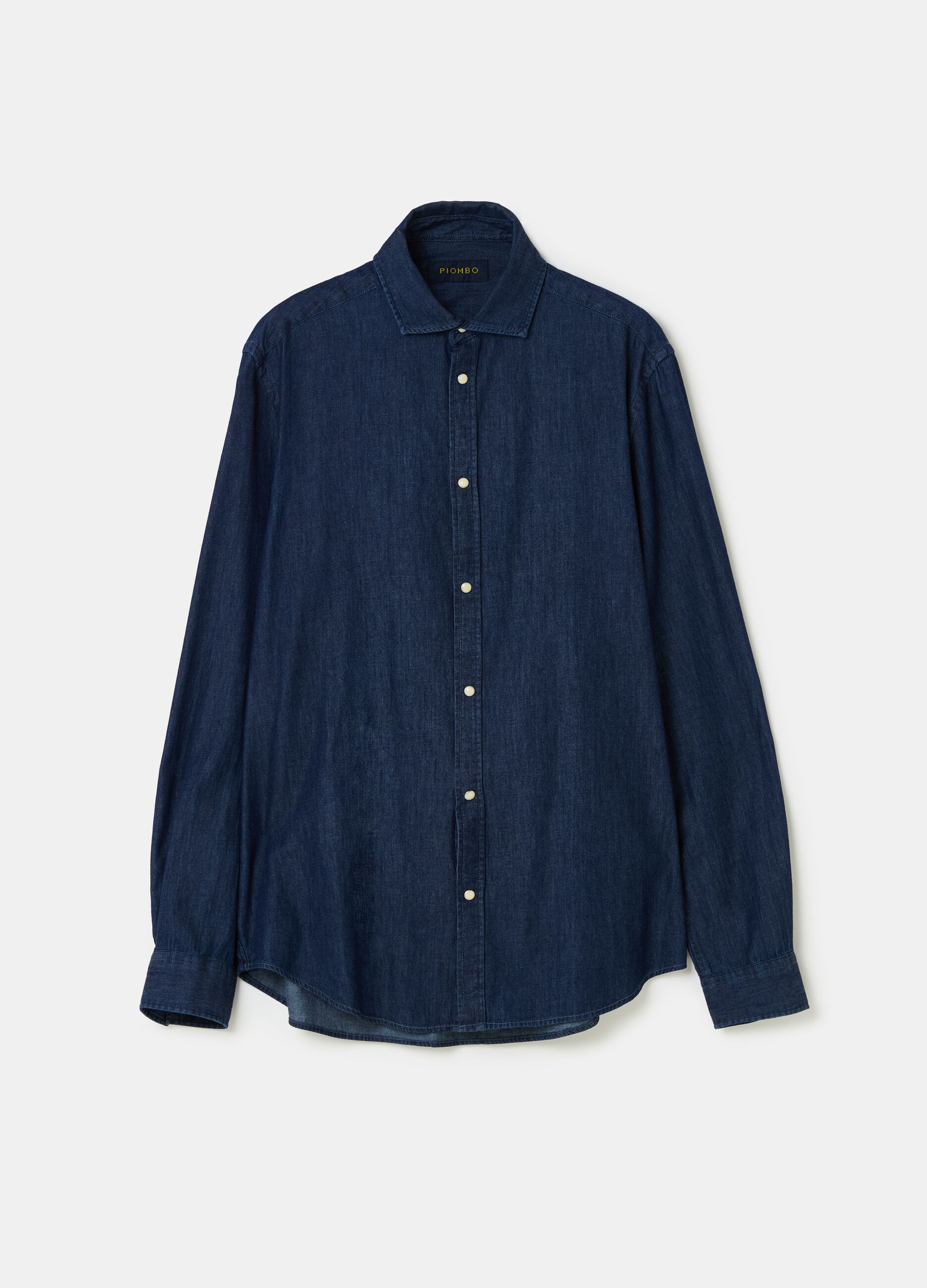 Denim shirt with bead buttons_3
