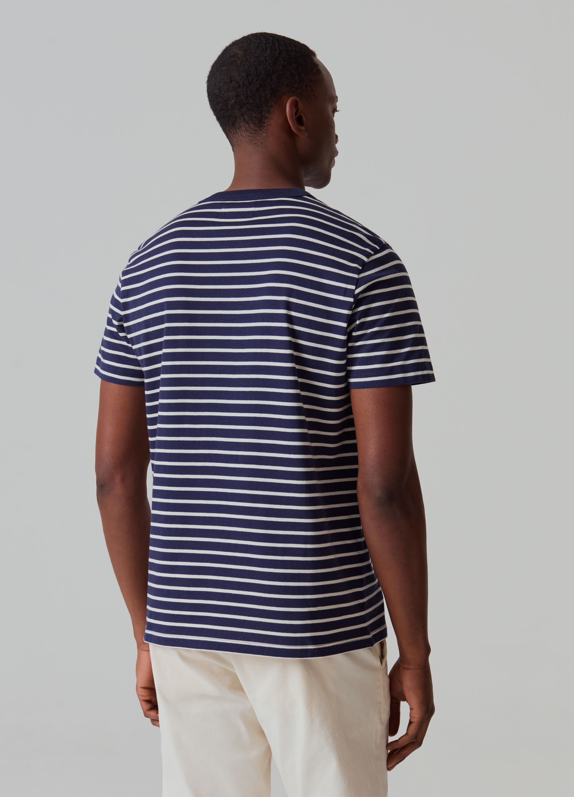 Cotton T-shirt with striped pattern