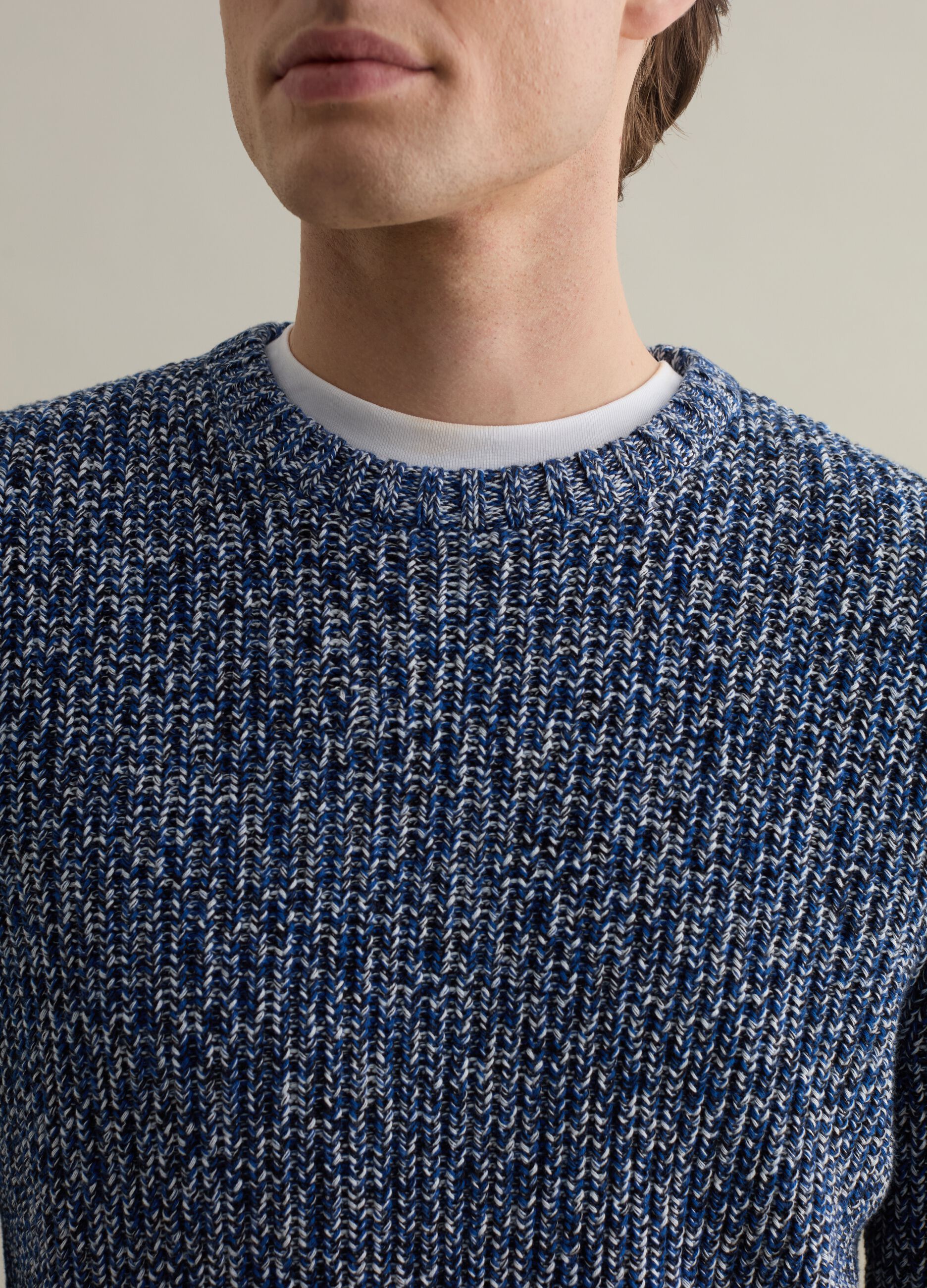 Cotton pullover with two-tone weave