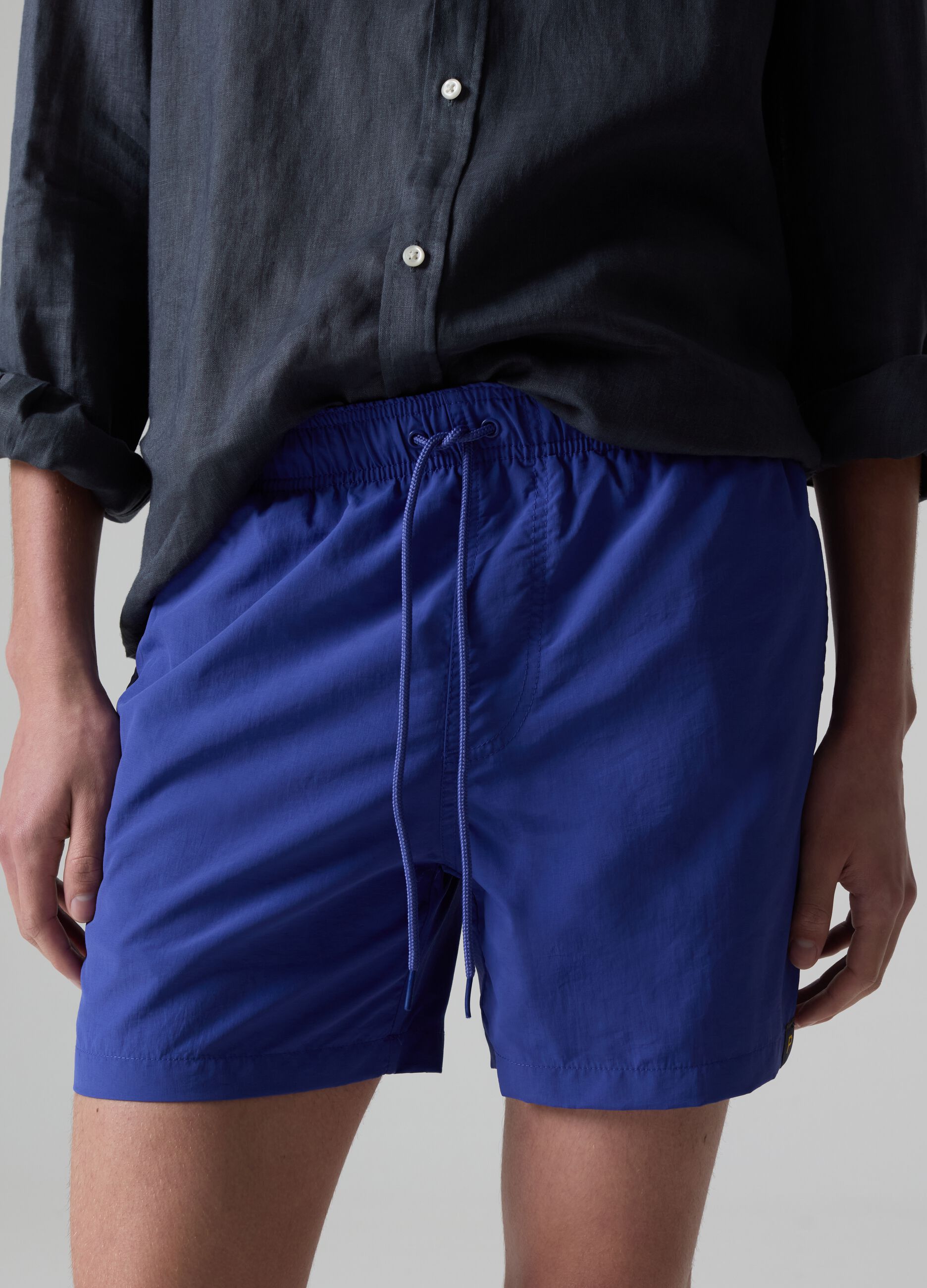 Bermuda swim shorts with drawstring