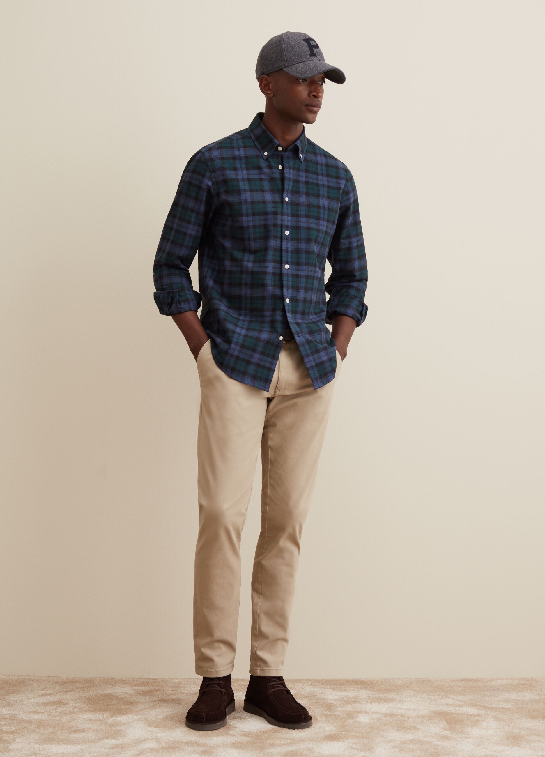 Man's Oxford cotton shirt with check pattern | PIOMBO