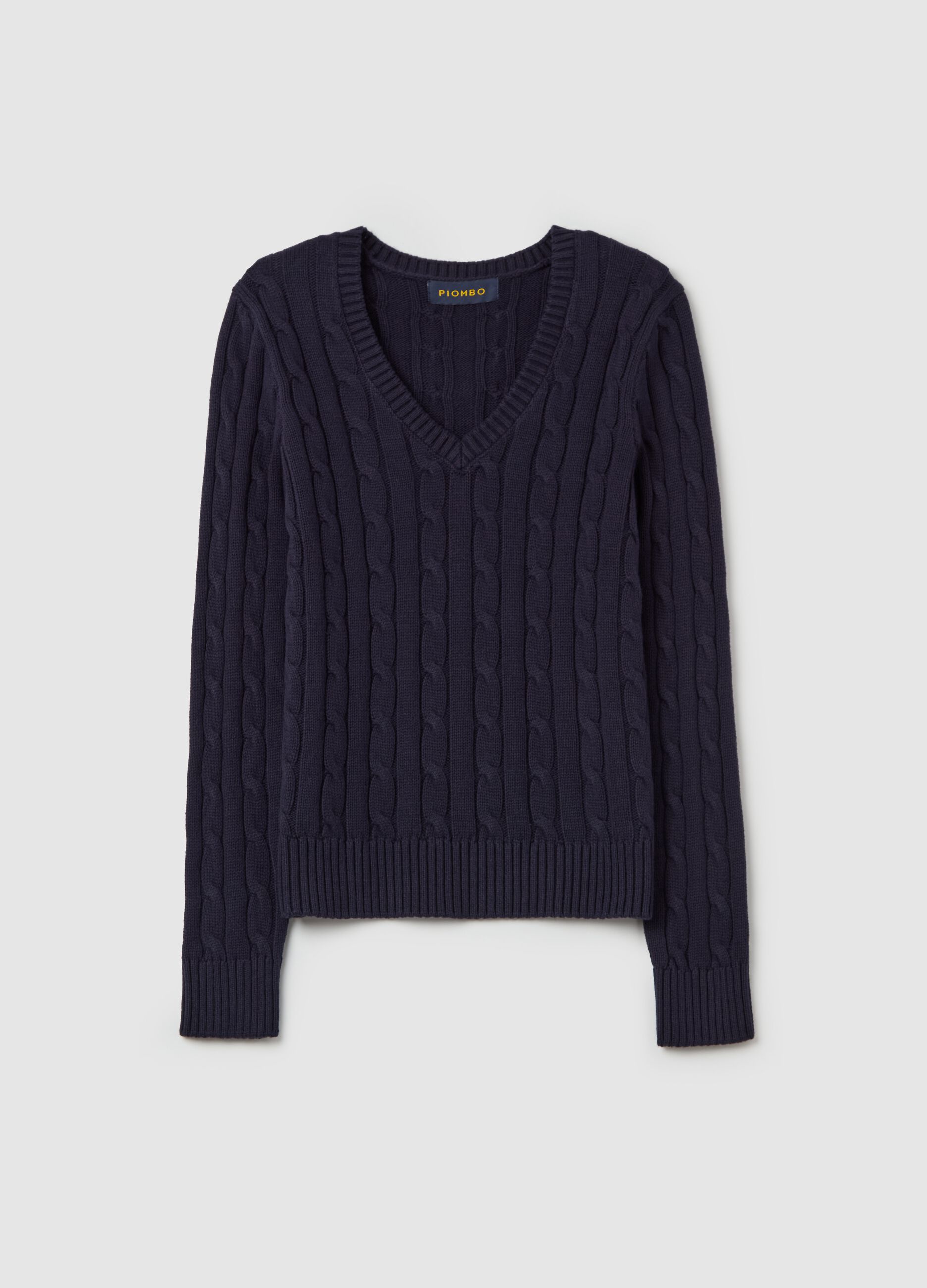 Cable-knit pullover with V neck_4