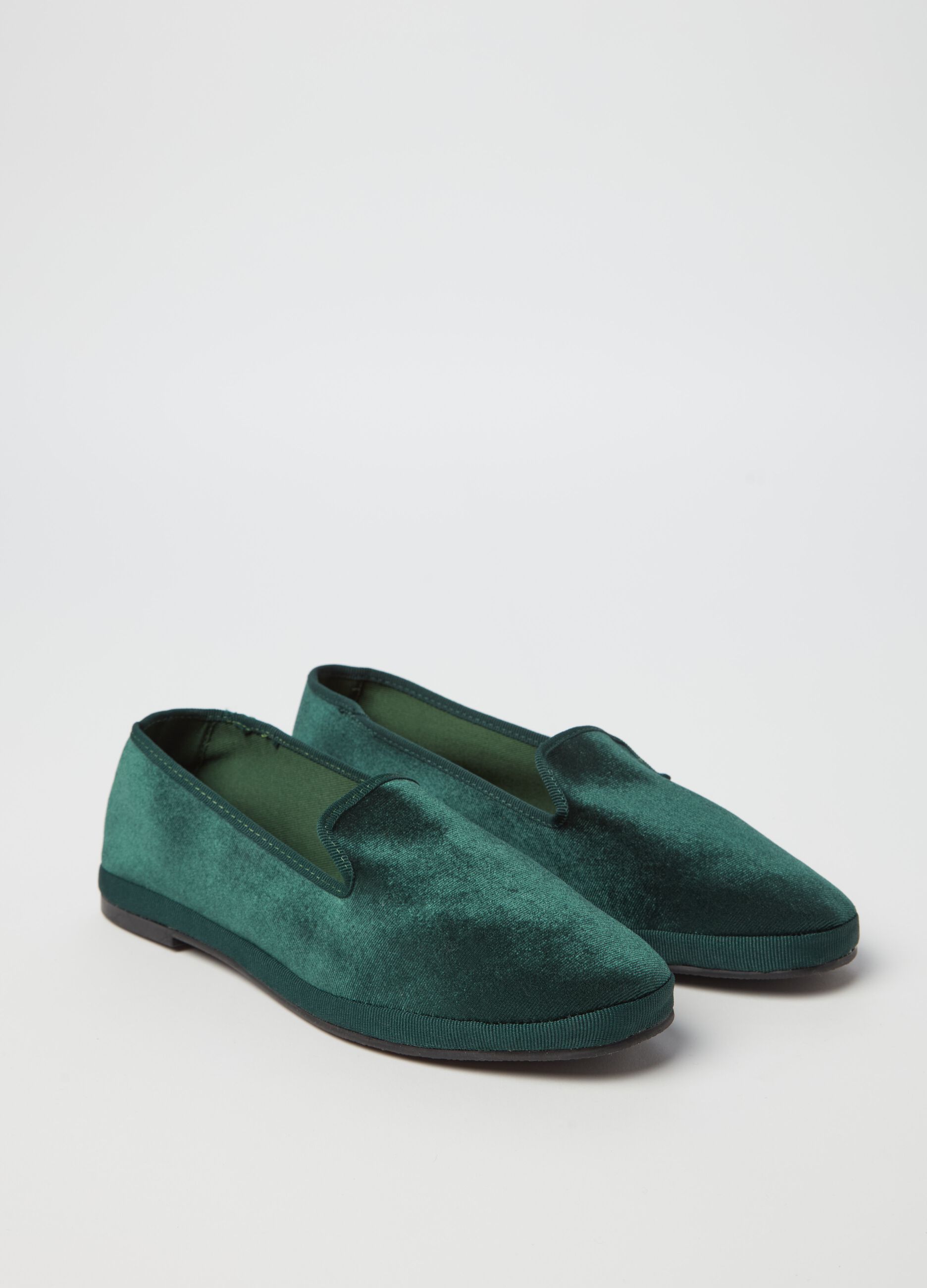 Woman s Dark Green Velvet Friulian slippers PIOMBO