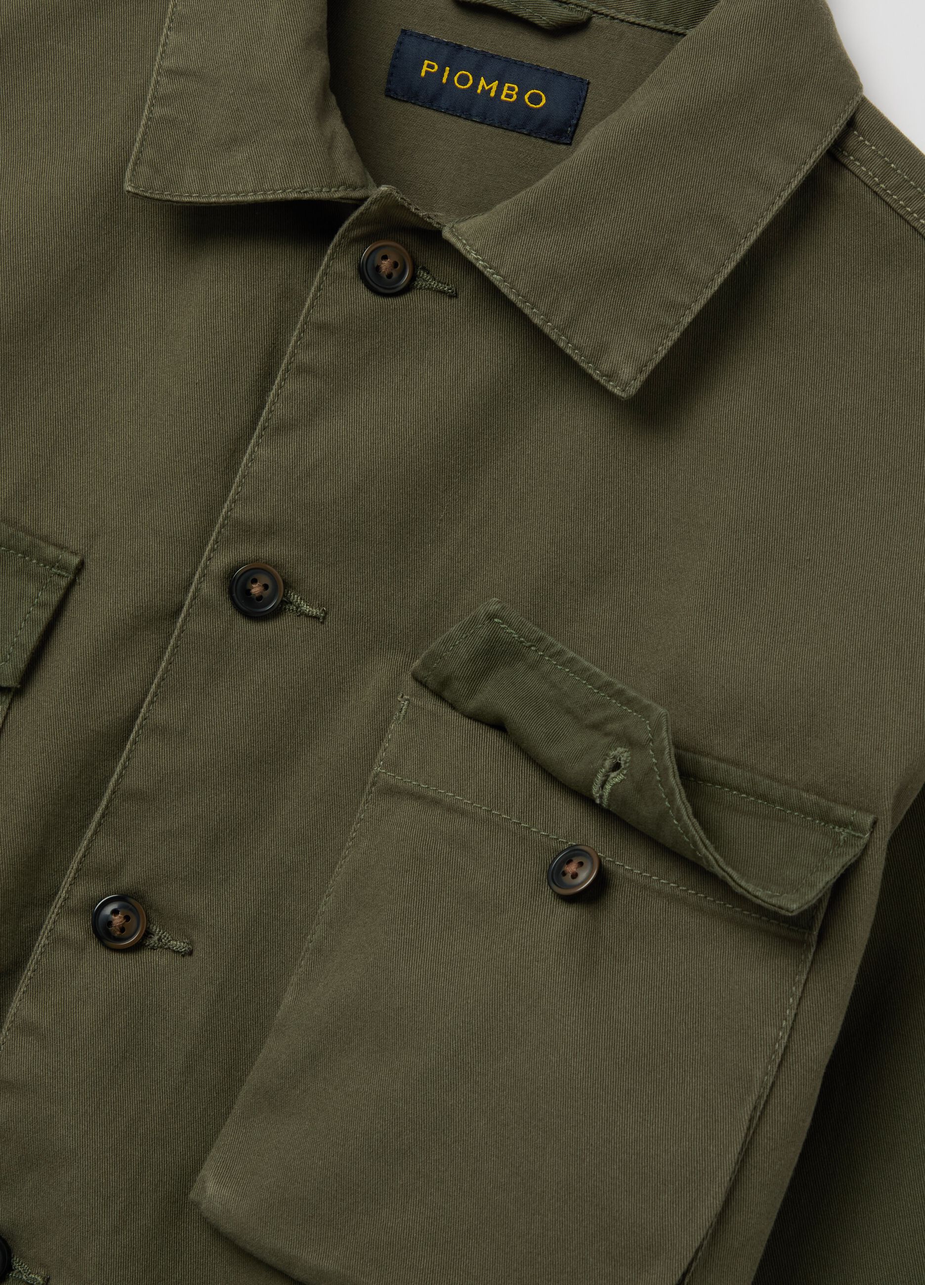 Solid colour shacket in cotton