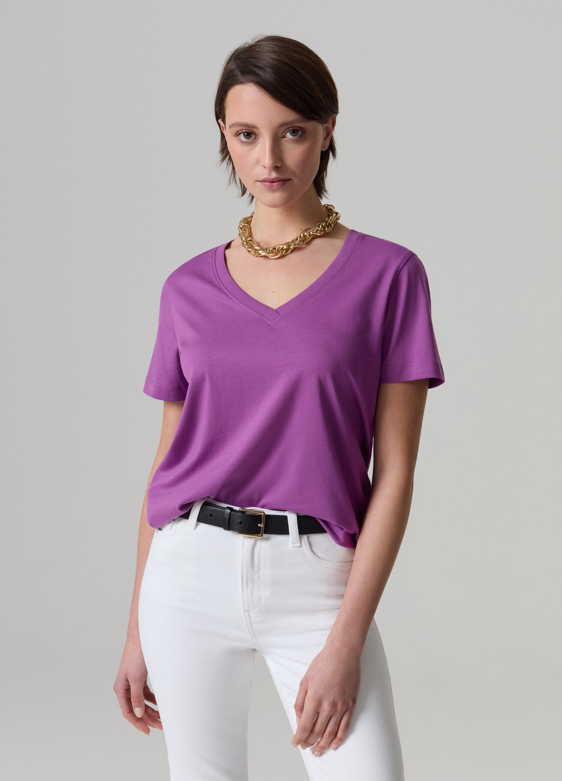 Cotton V-neck T-shirt