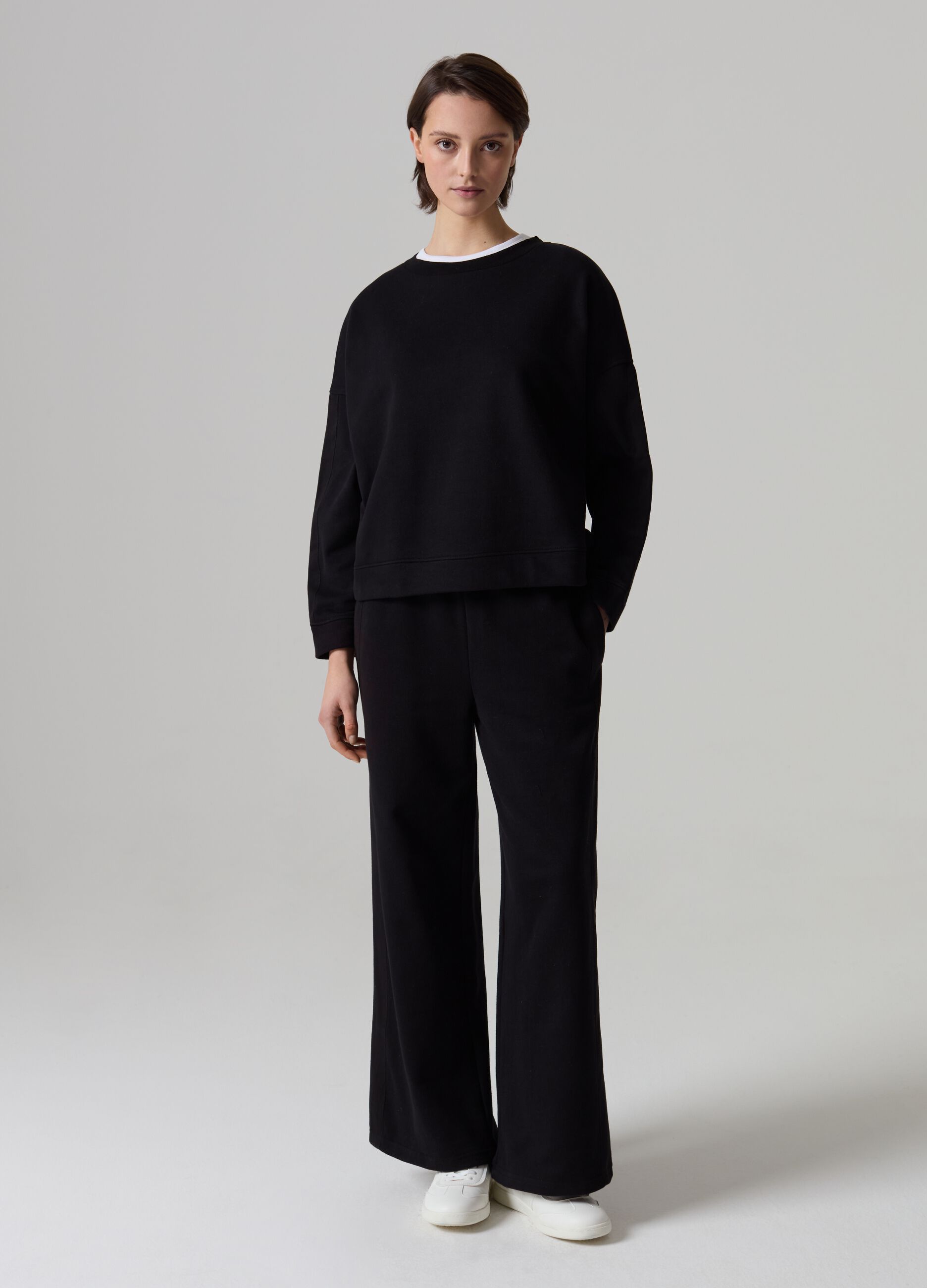 Wide-leg joggers in French terry_0