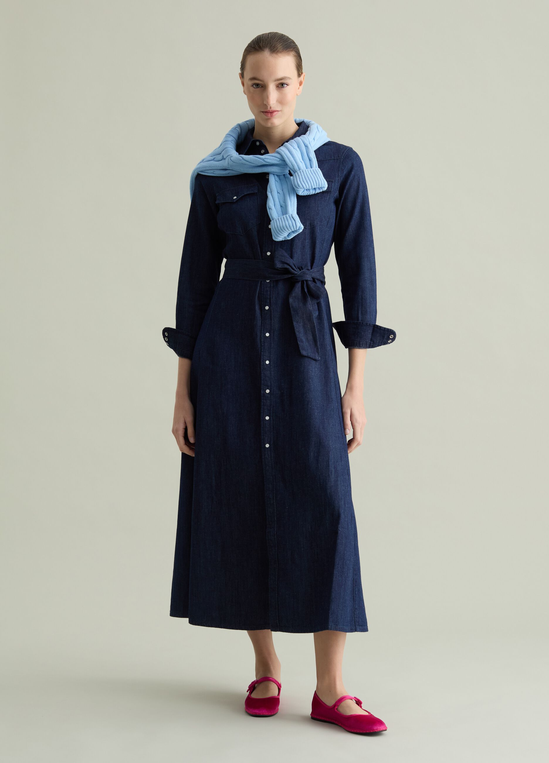 Vestido camisero de denim