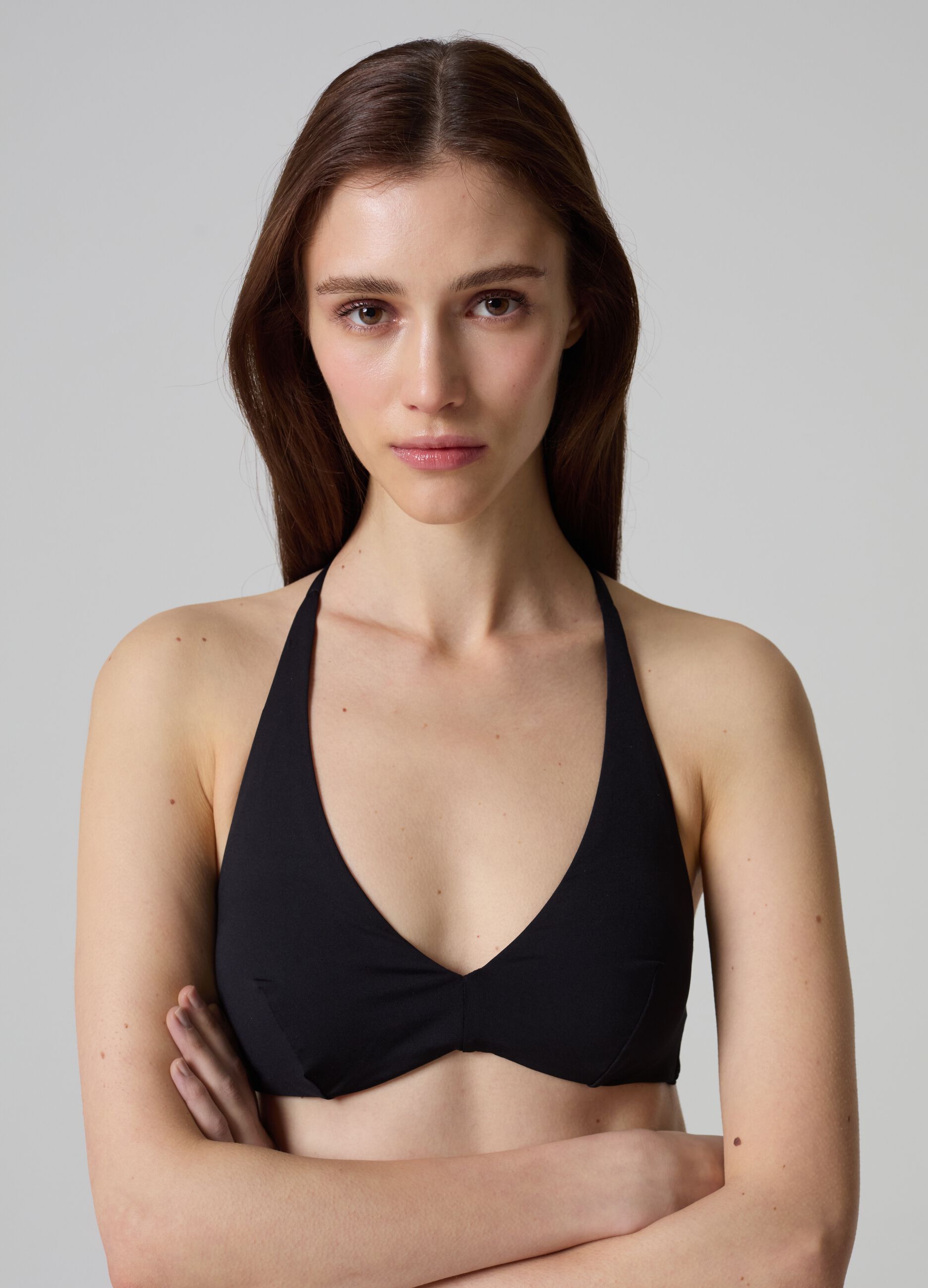 Top de bikini de triángulo color liso