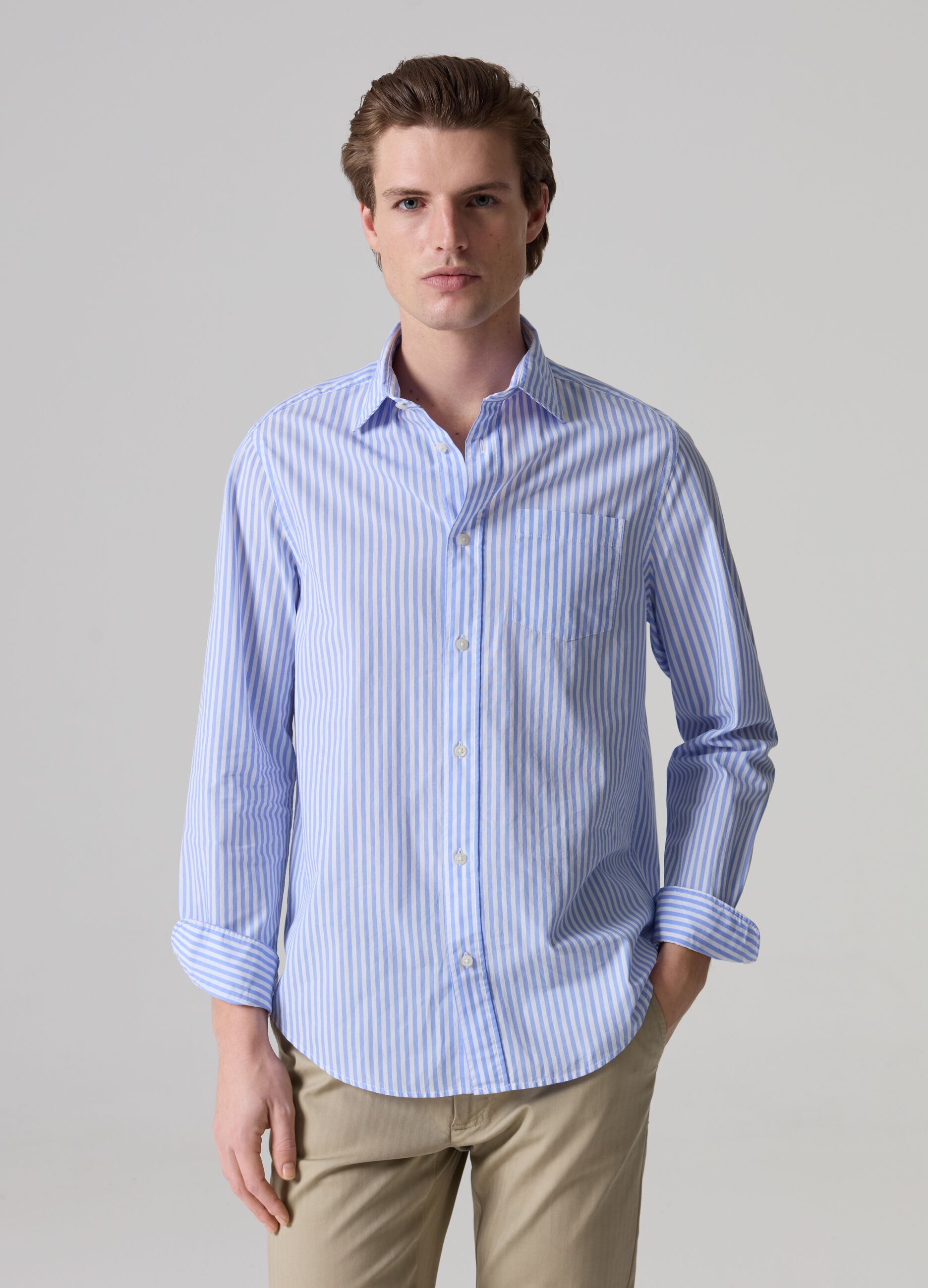 Poplin shirt with striped pattern_0