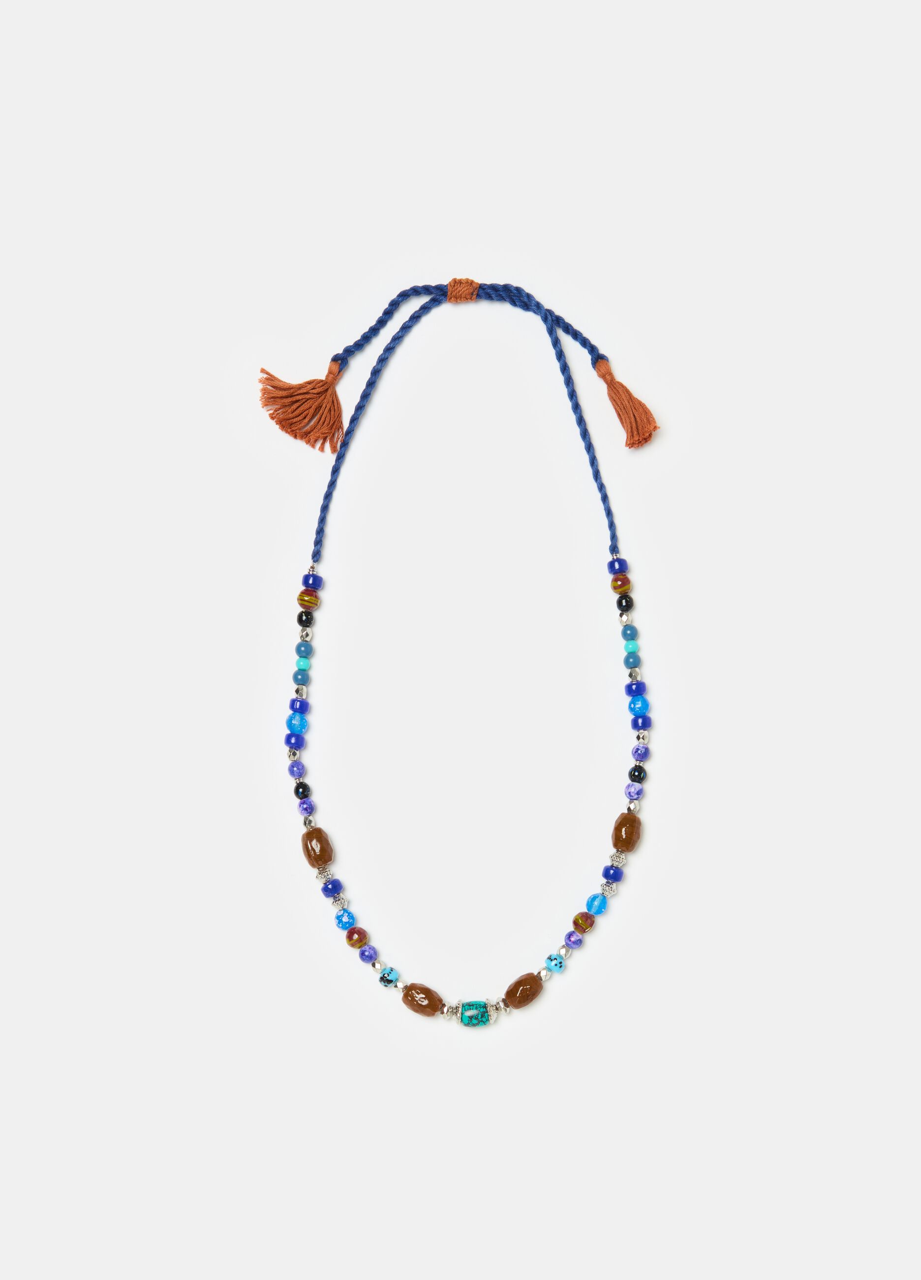 Adjustable necklace with gems and beads_0
