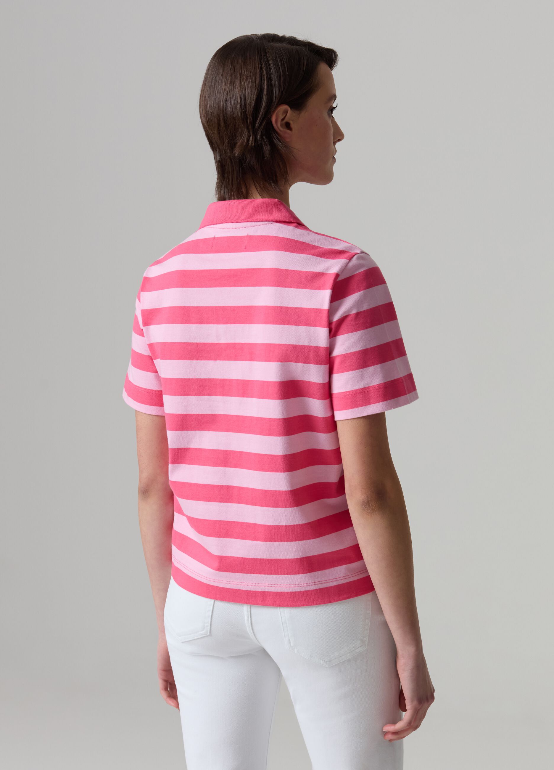 Striped cotton polo shirt