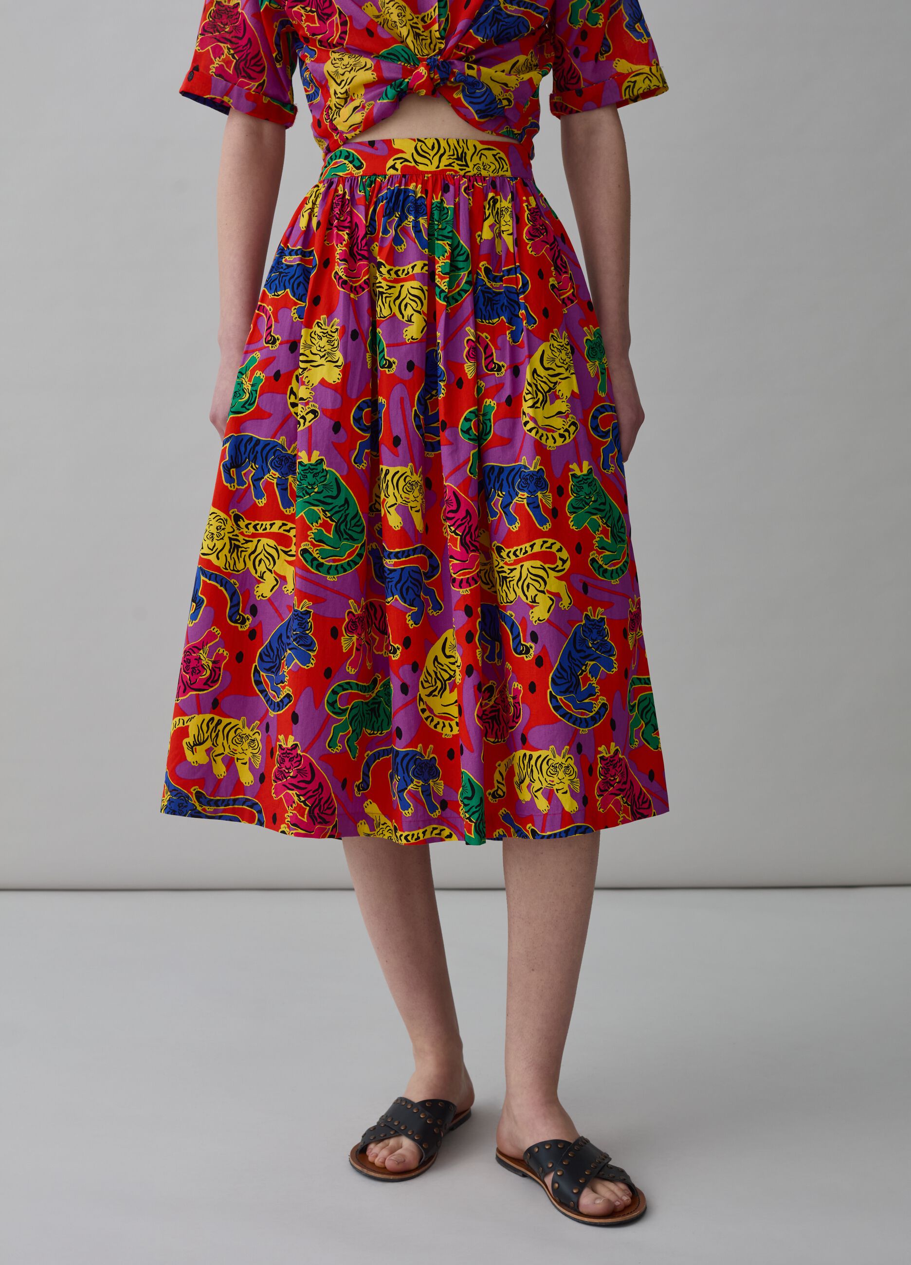 Full midi skirt with tigers print_1