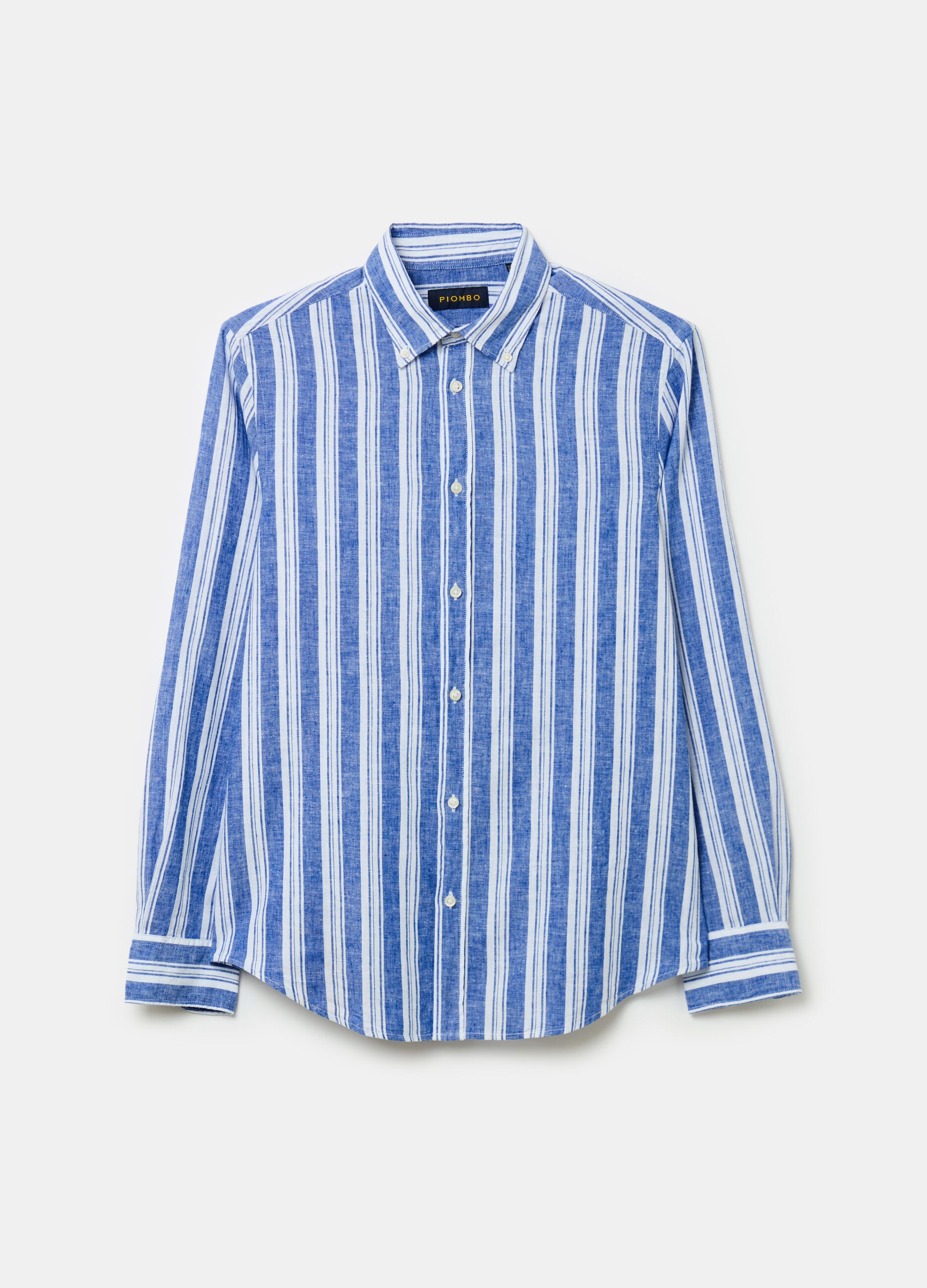 Camisa de rayas en mezcla de lino y algodón_3