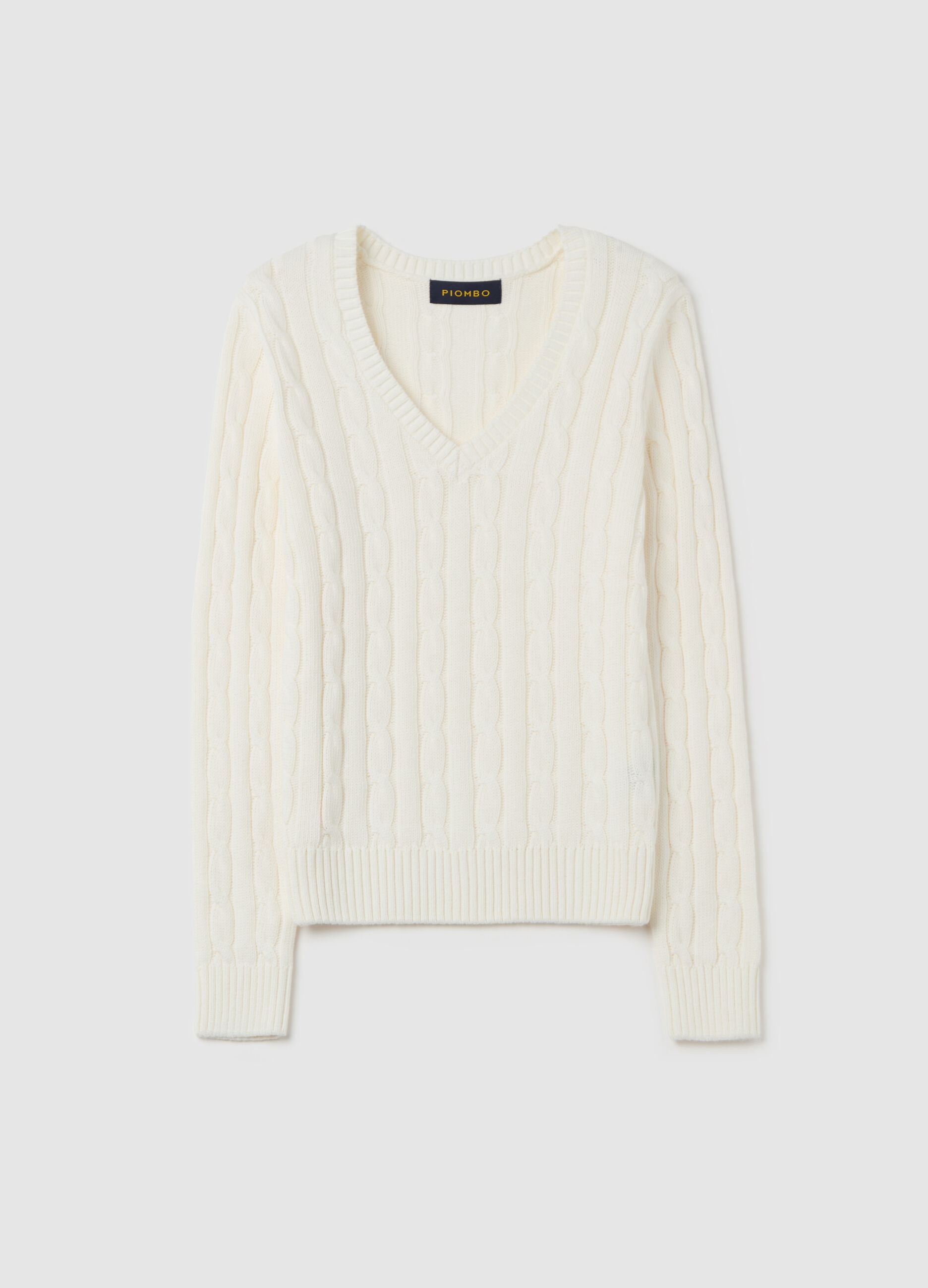 Cable-knit pullover with V neck