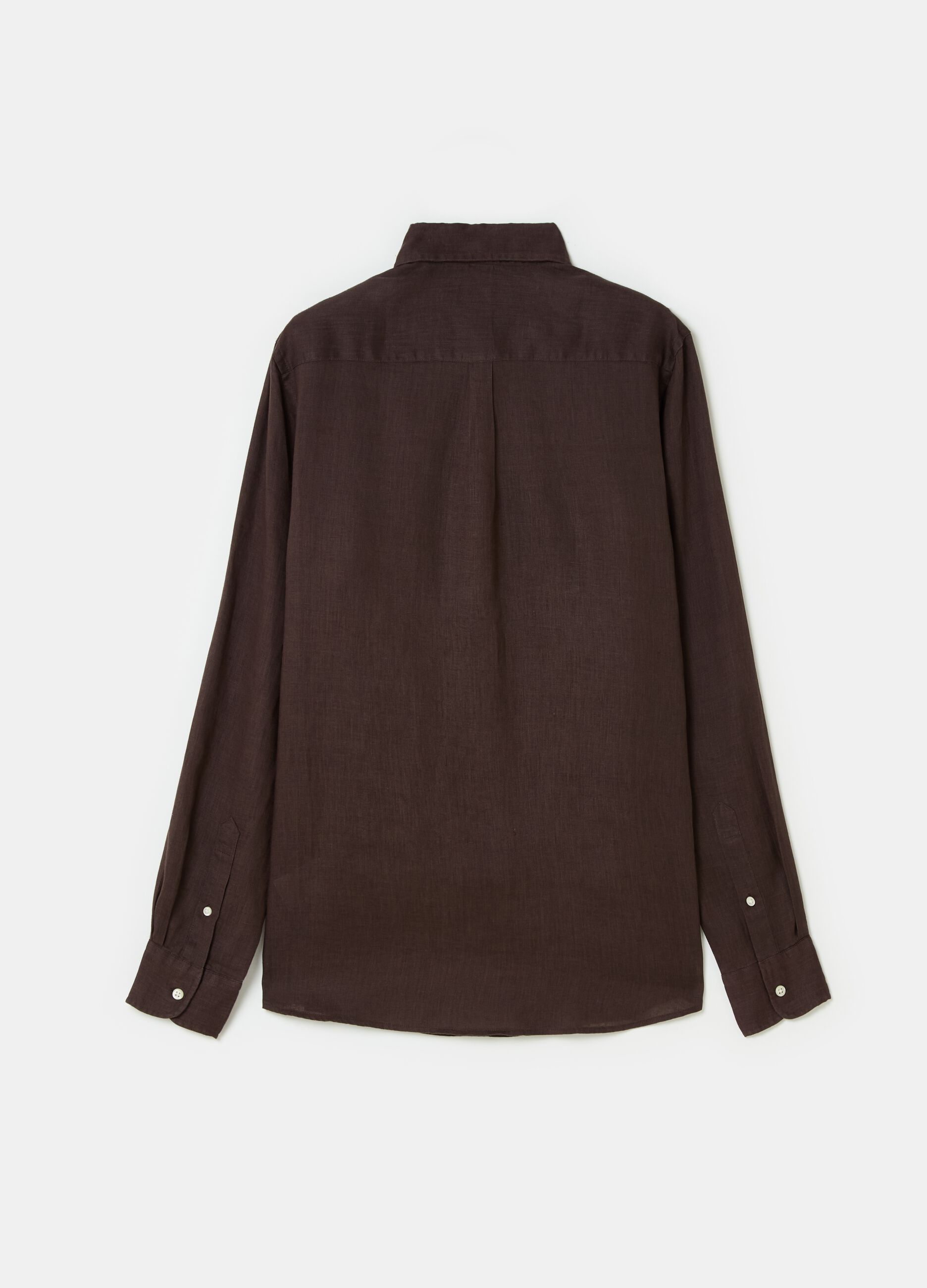 Camisa regular fit de lino con bolsillo_4