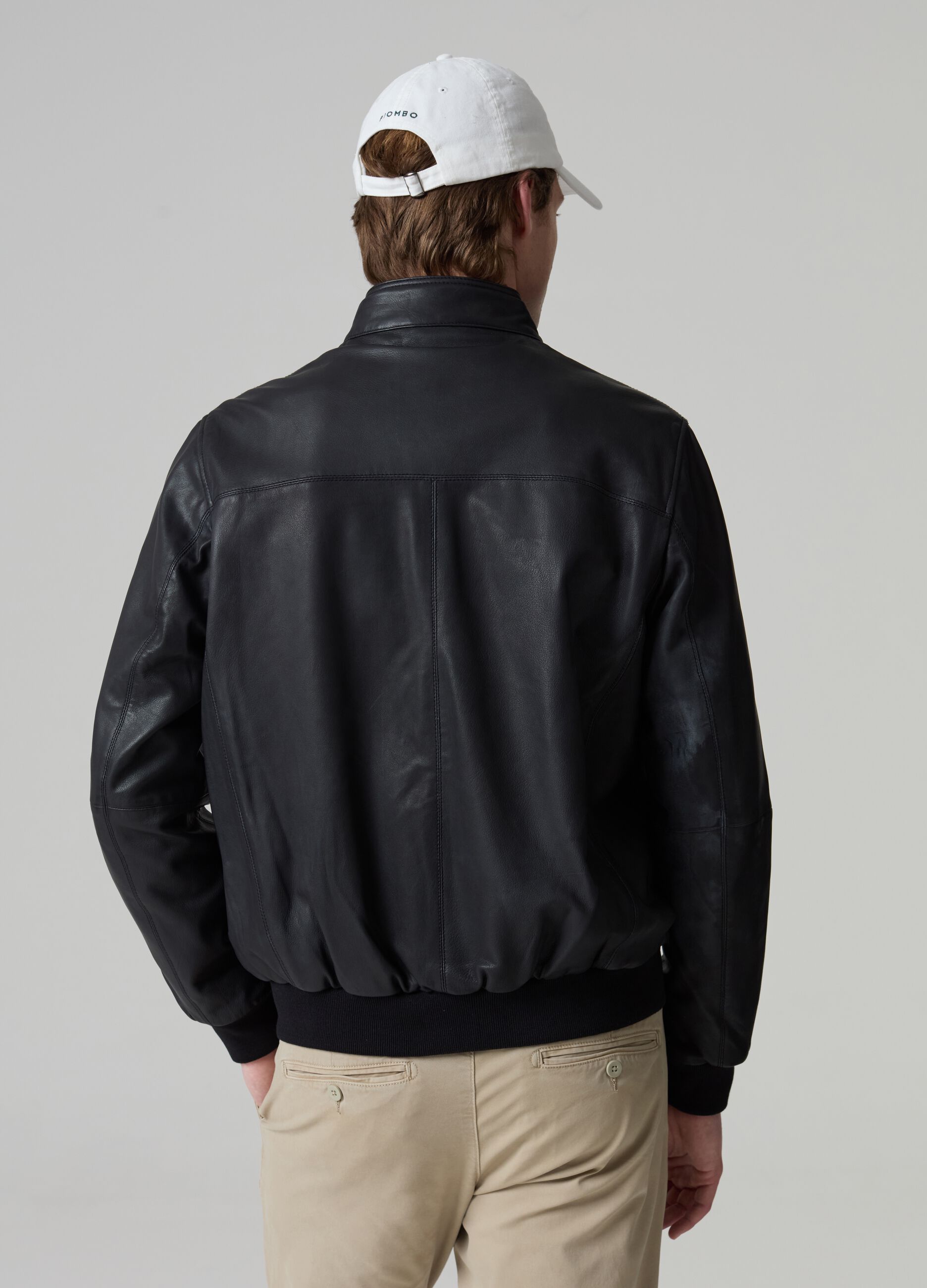 Leather bomber jacket with high neck_2