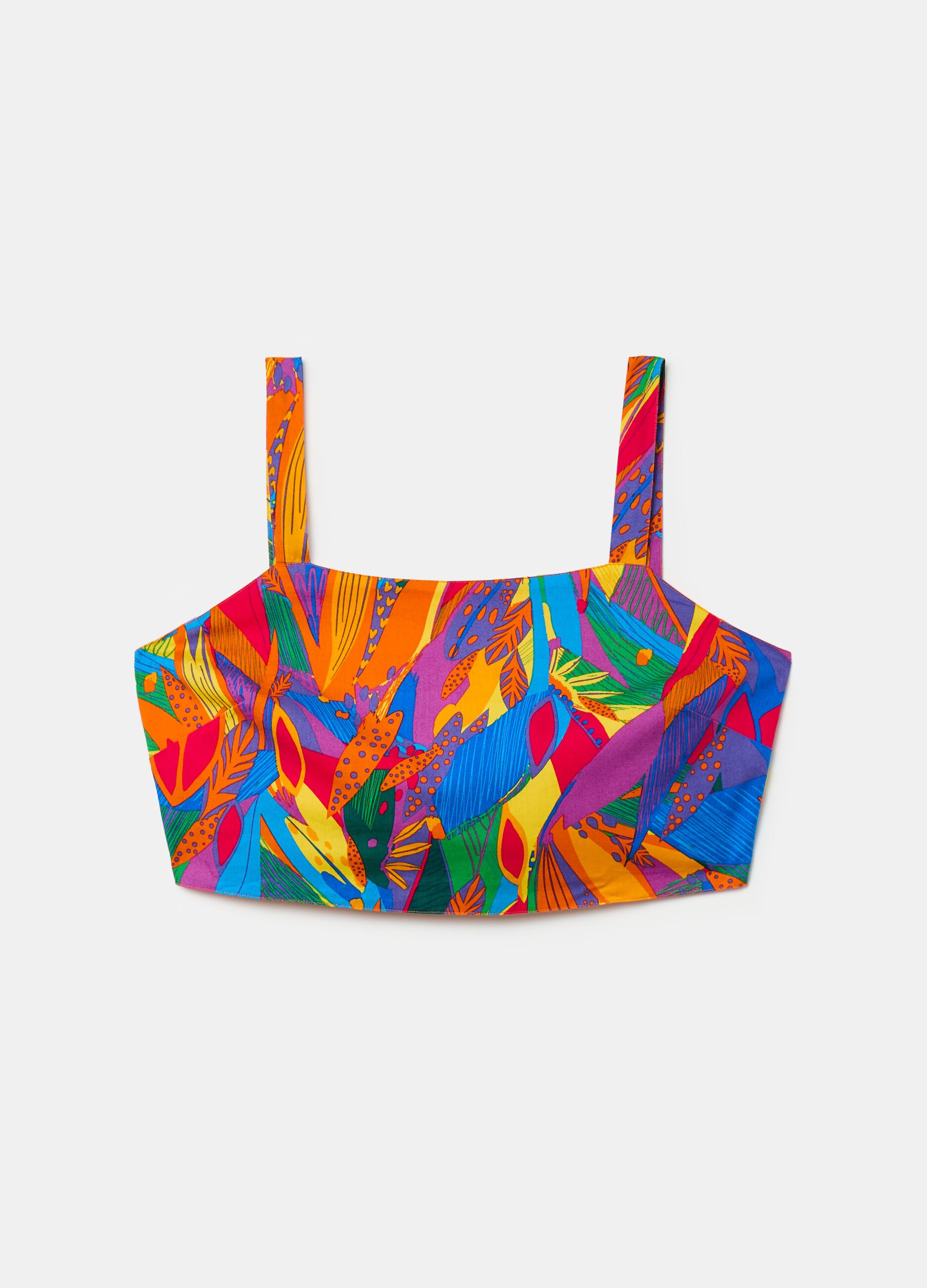 Crop top with tropical foliage print_3