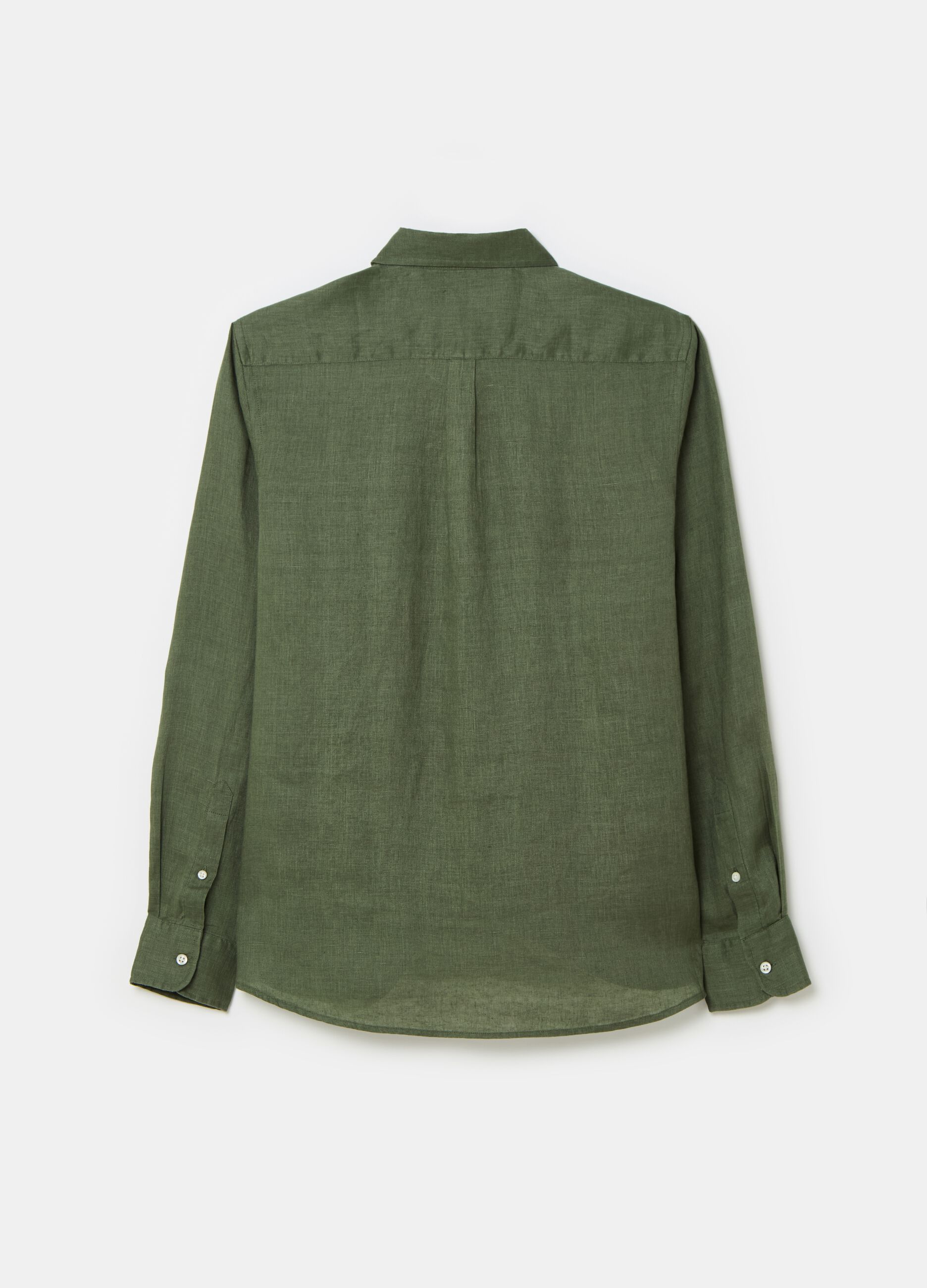 Camisa regular fit de lino con bolsillo_4