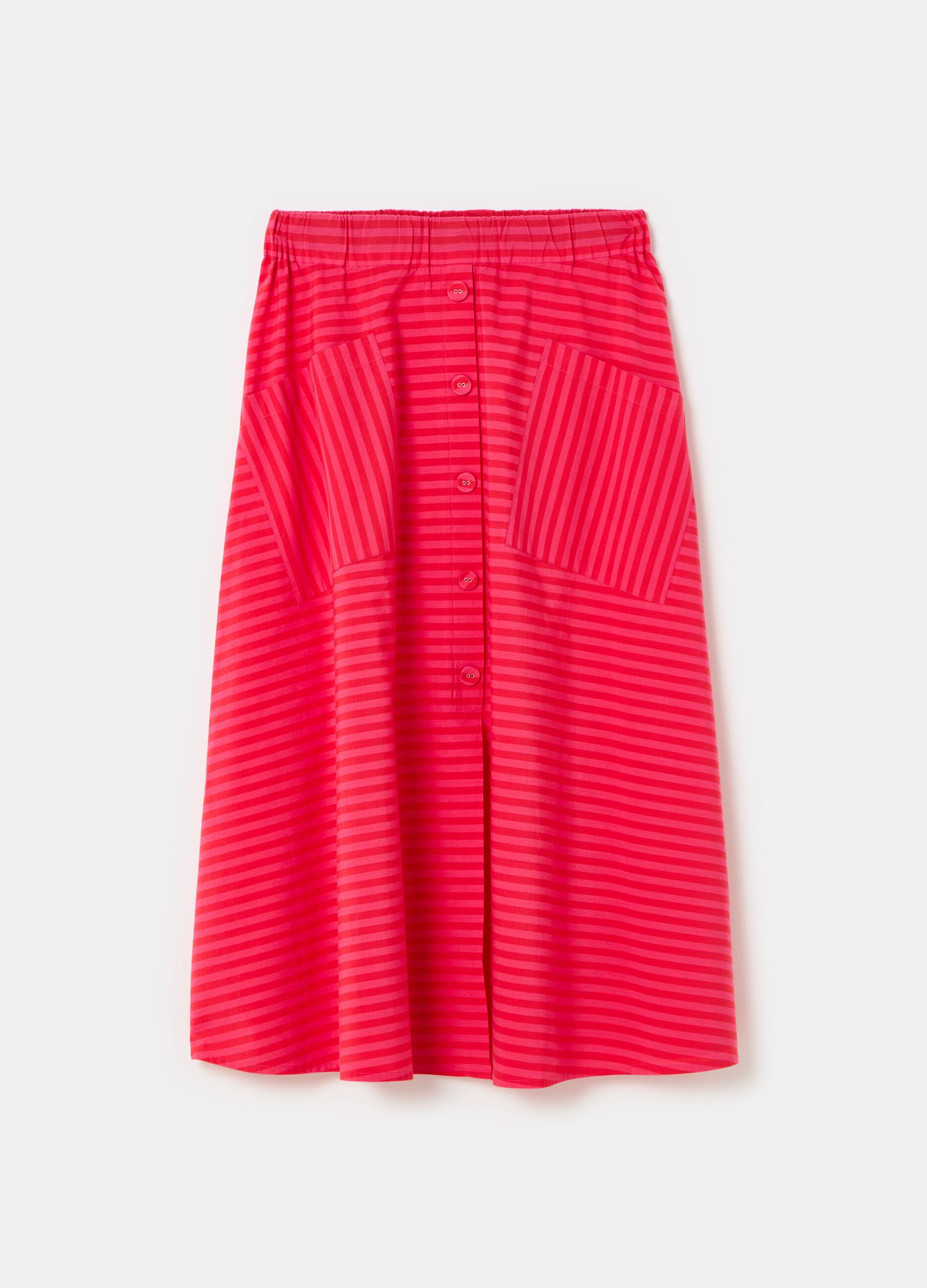Midi full skirt with striped print
