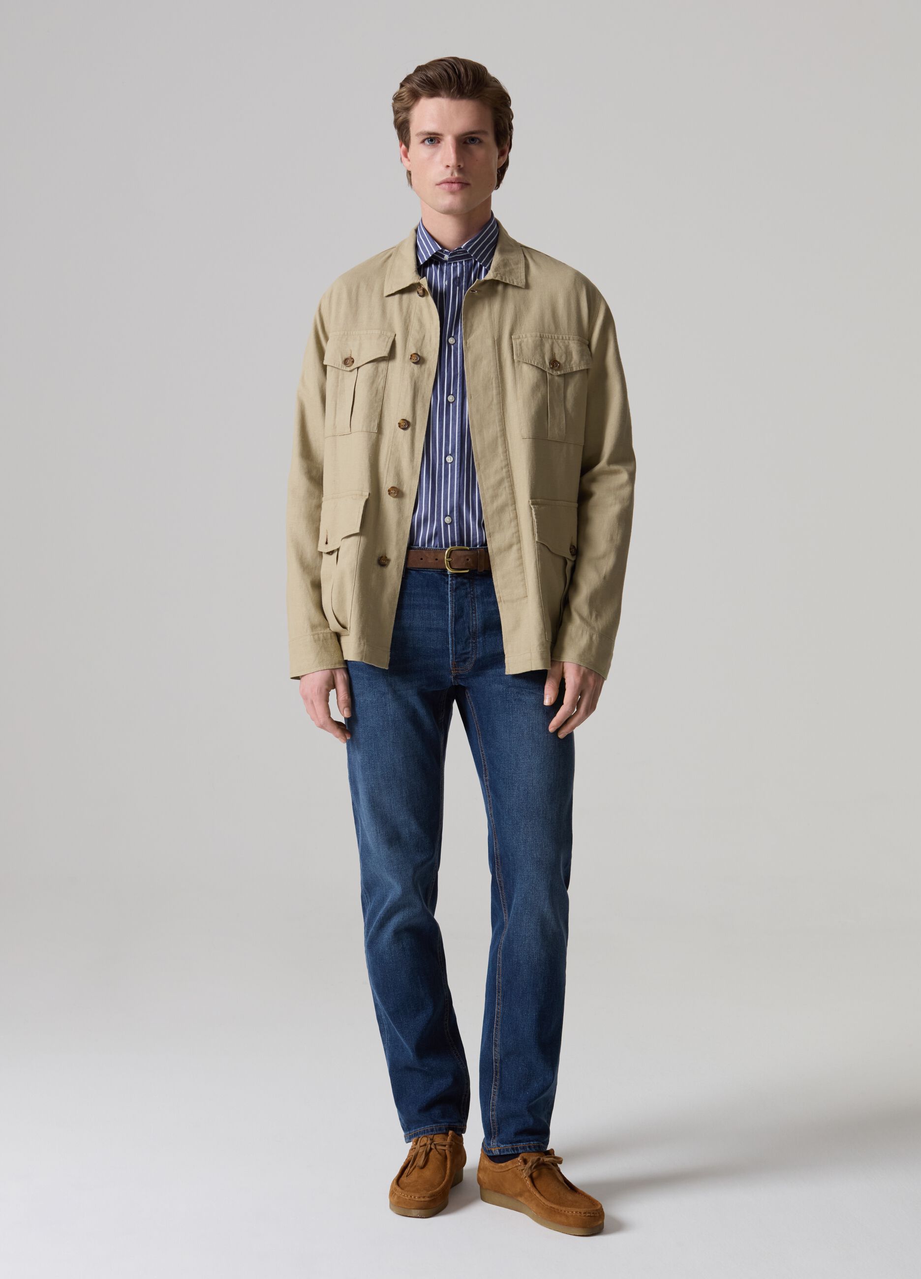 Safari jacket in linen and viscose_0