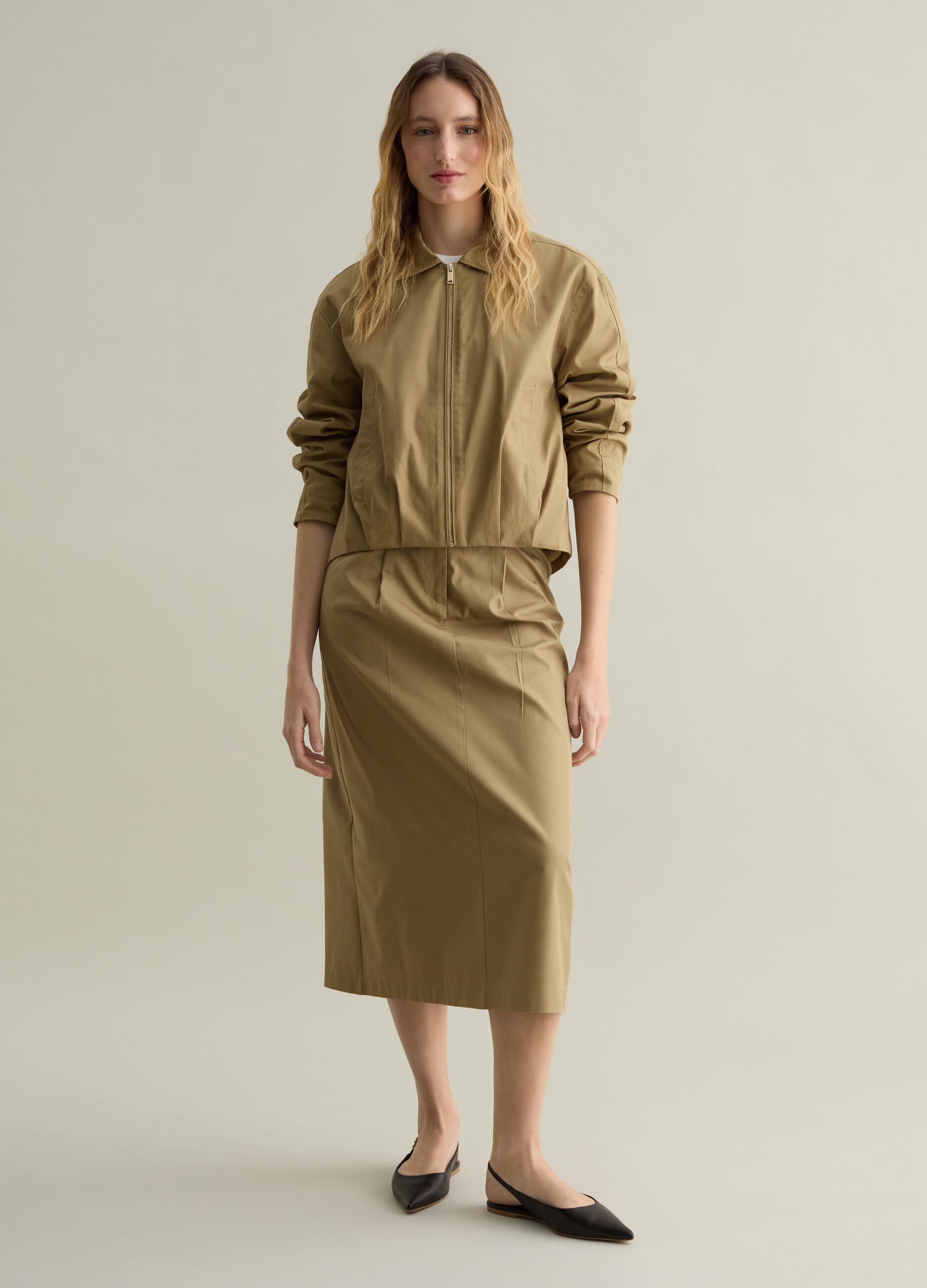 Full-zip bomber jacket with collar