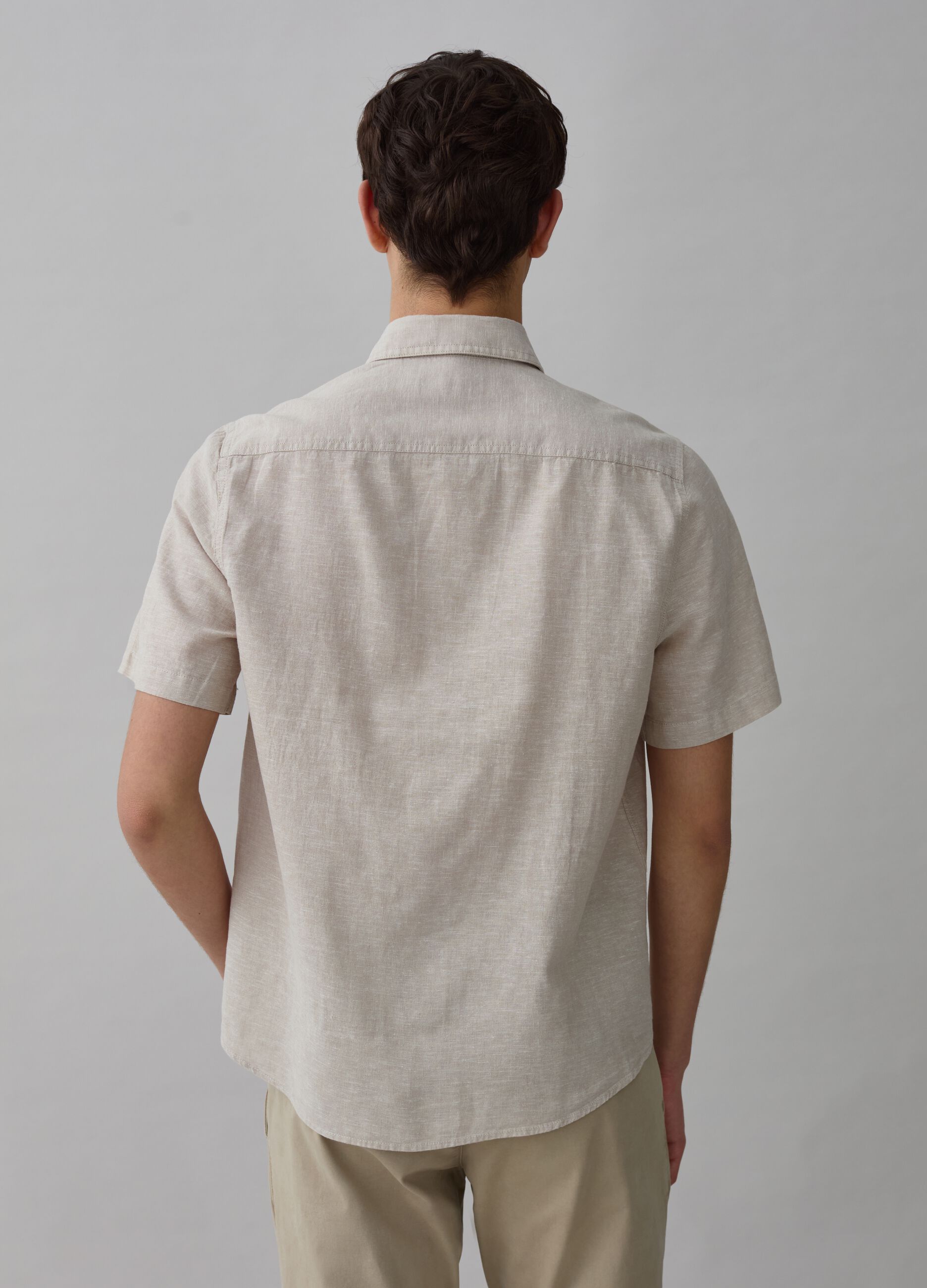 Camisa de manga corta de lino y algodón_1
