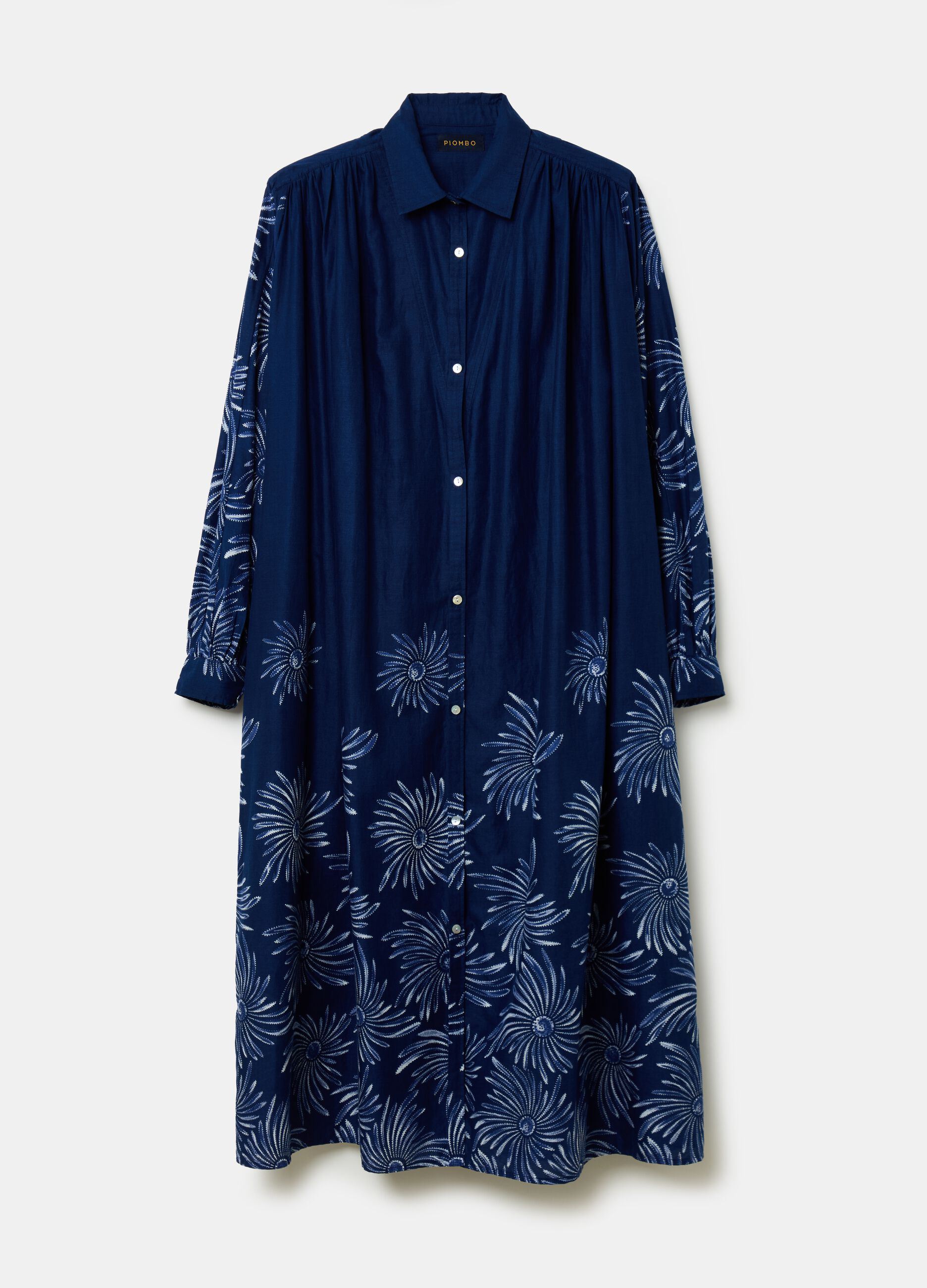 Vestido camisero largo estampado flor grande