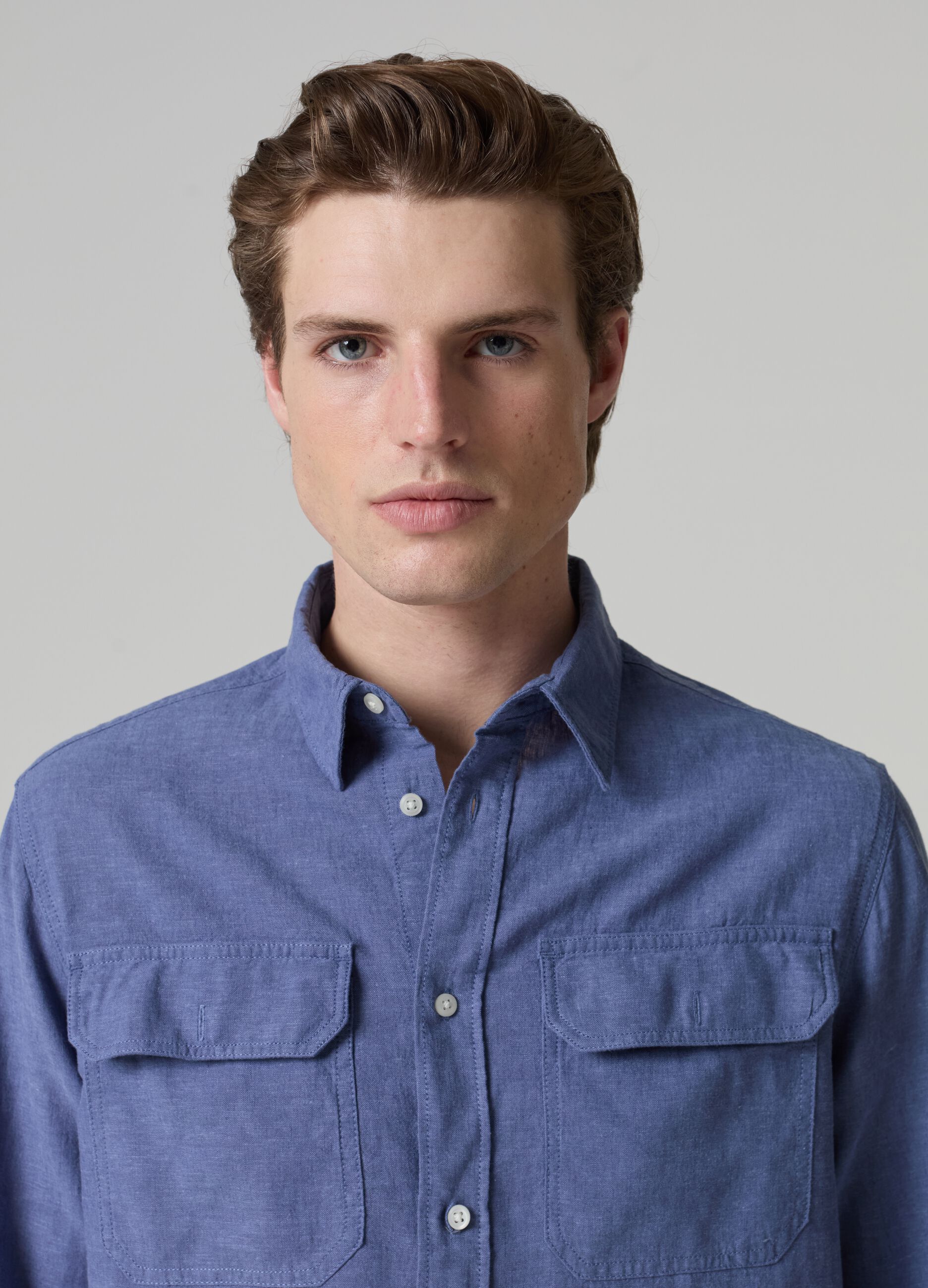 Linen and cotton shirt with pockets_0