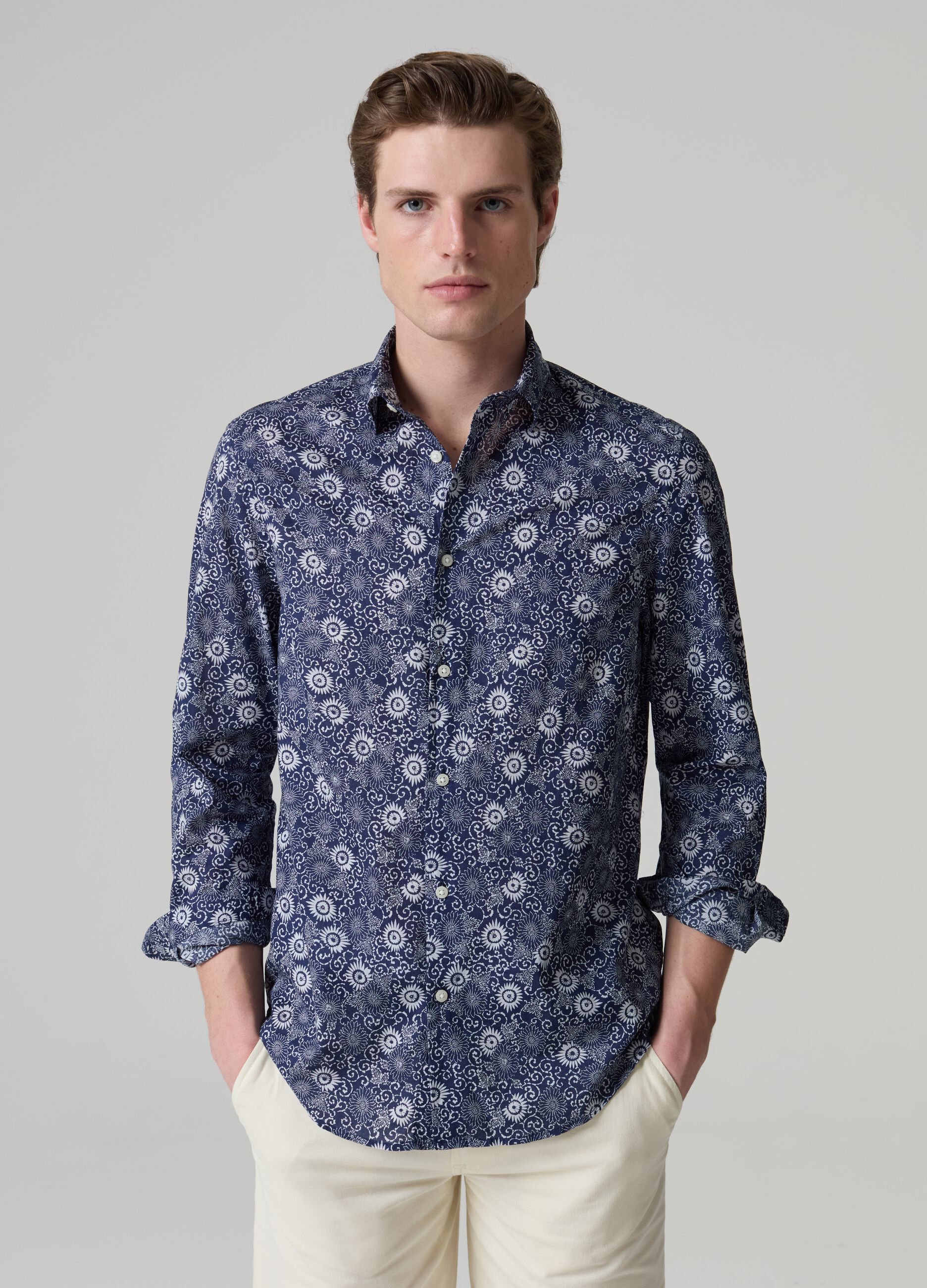 Floral pattern shirt in cotton