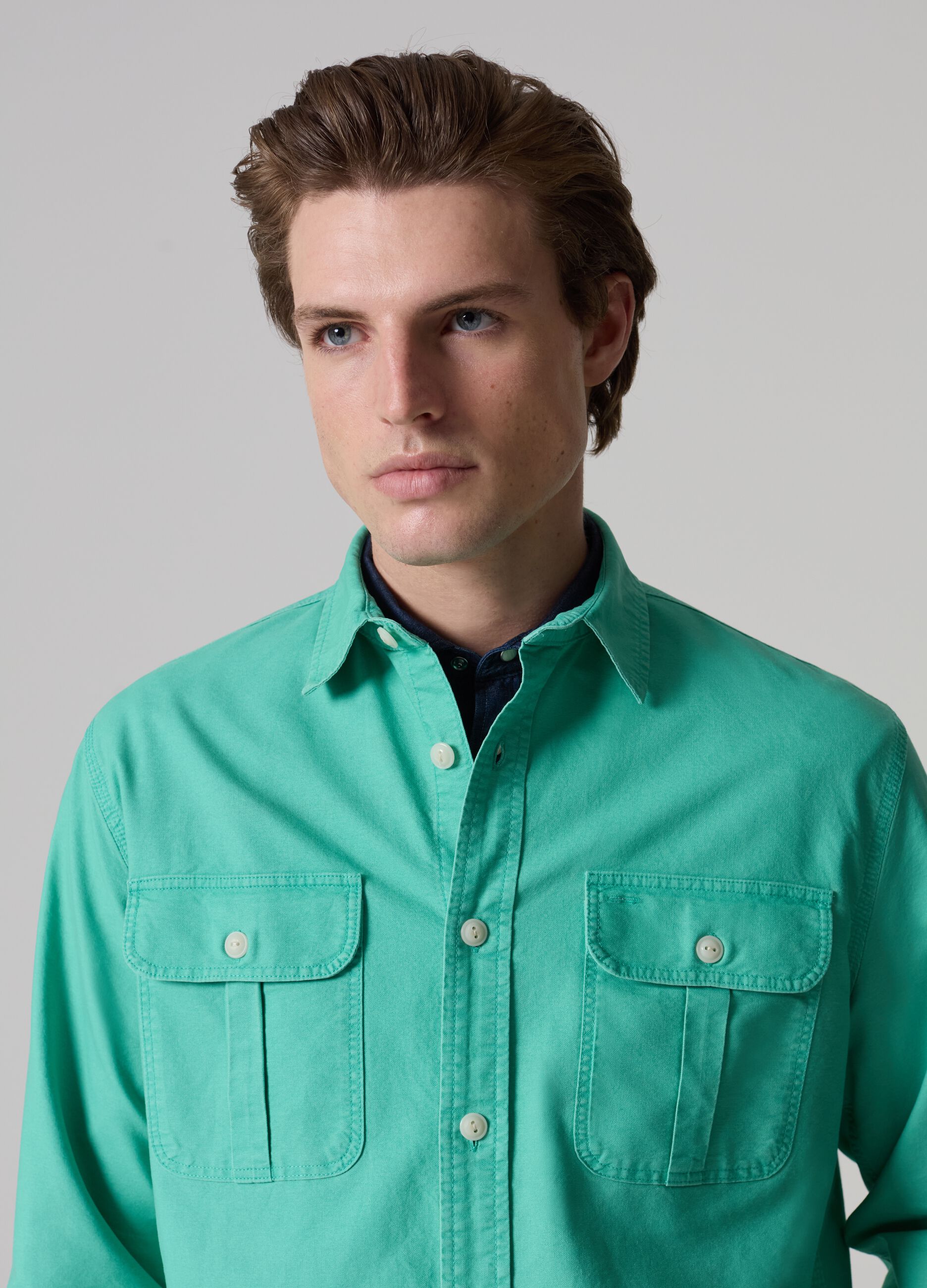 Oxford cotton shirt with pockets