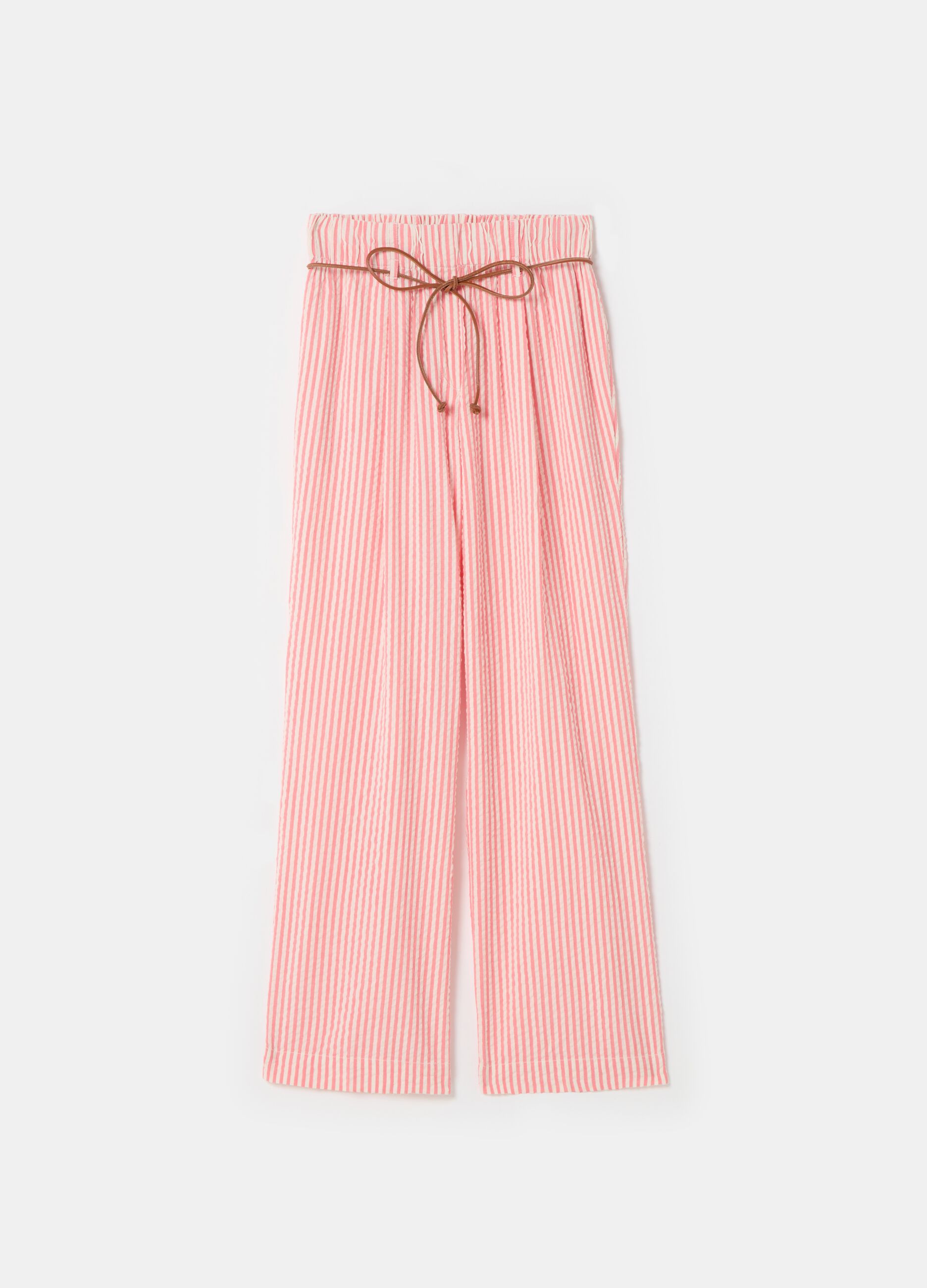 Pantalón de sirsaca de rayas con cinturón_3
