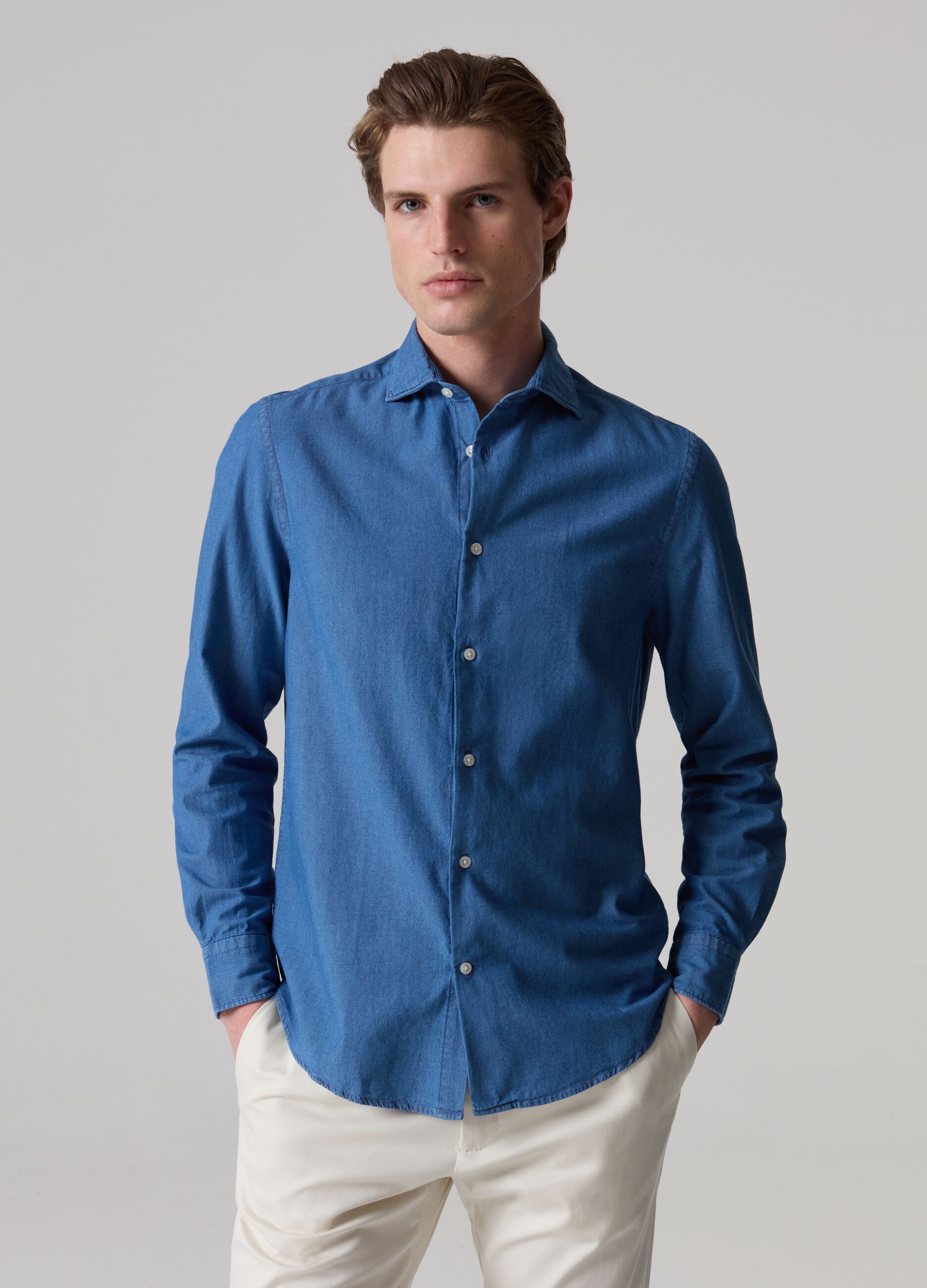 Contemporary chambray cotton shirt