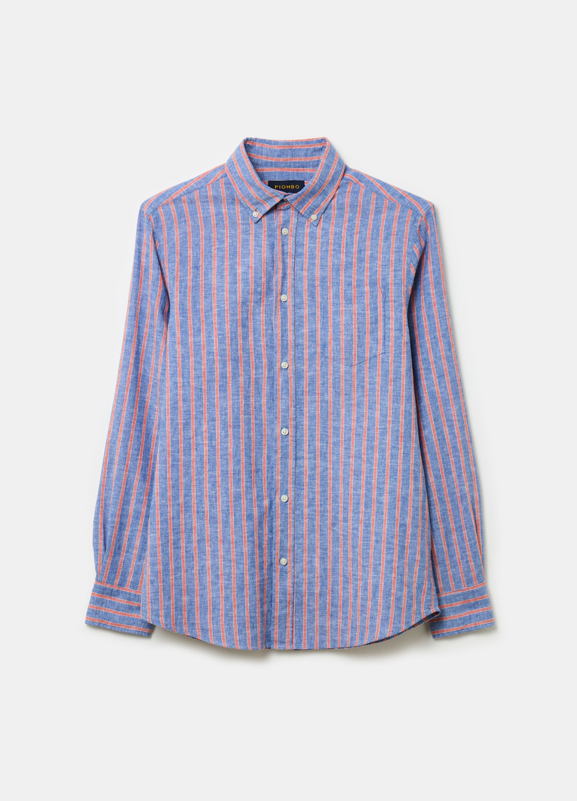 Camisa de rayas en mezcla de lino y algodón_3