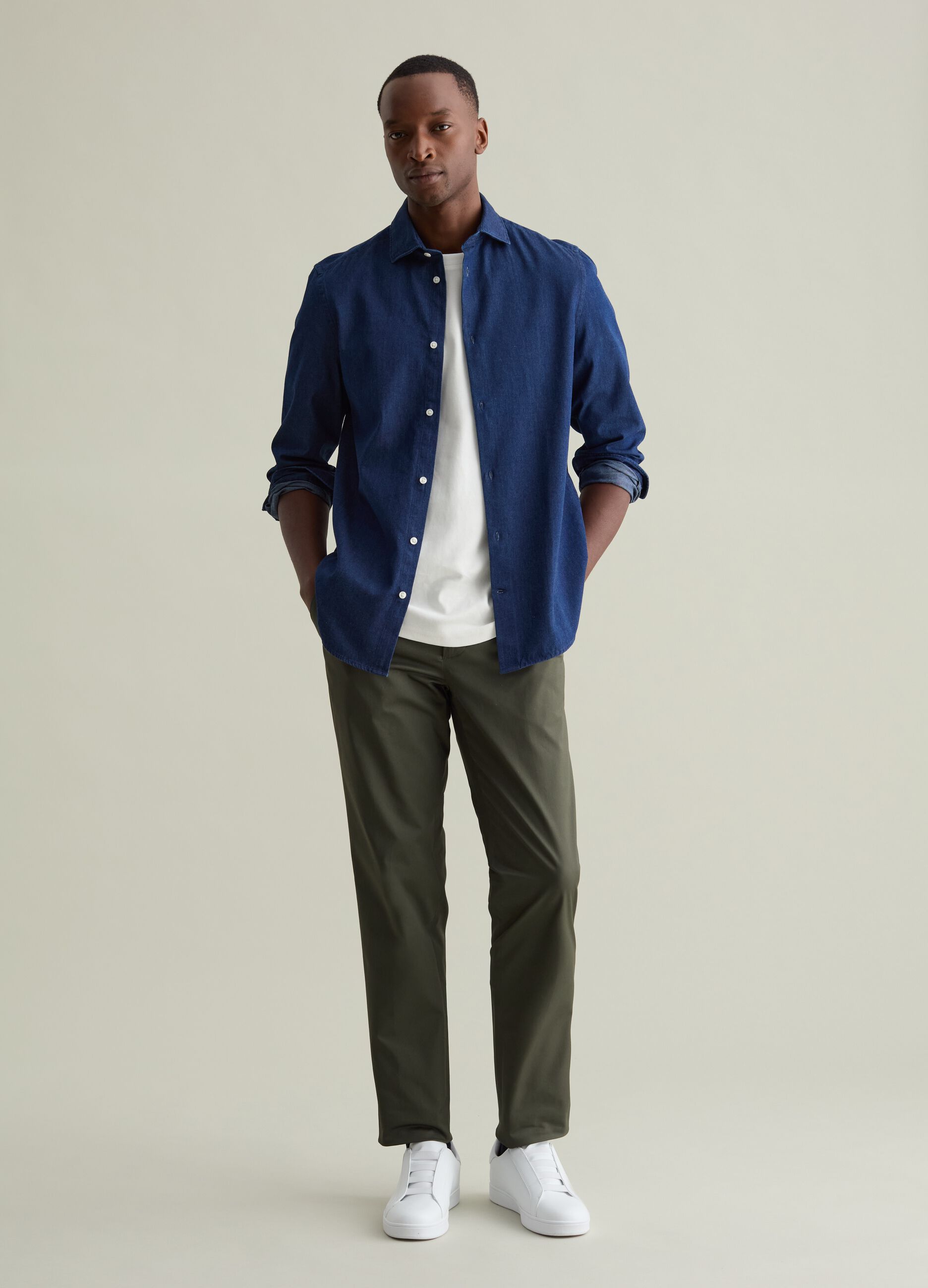 Stretch cotton chino trousers